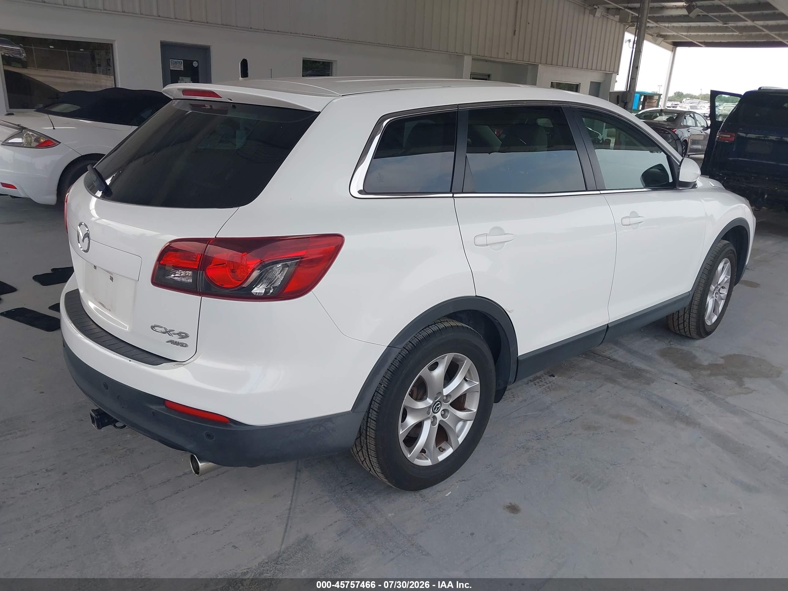 2014 Mazda Cx-9 Touring White vin: JM3TB3CAXE0433871