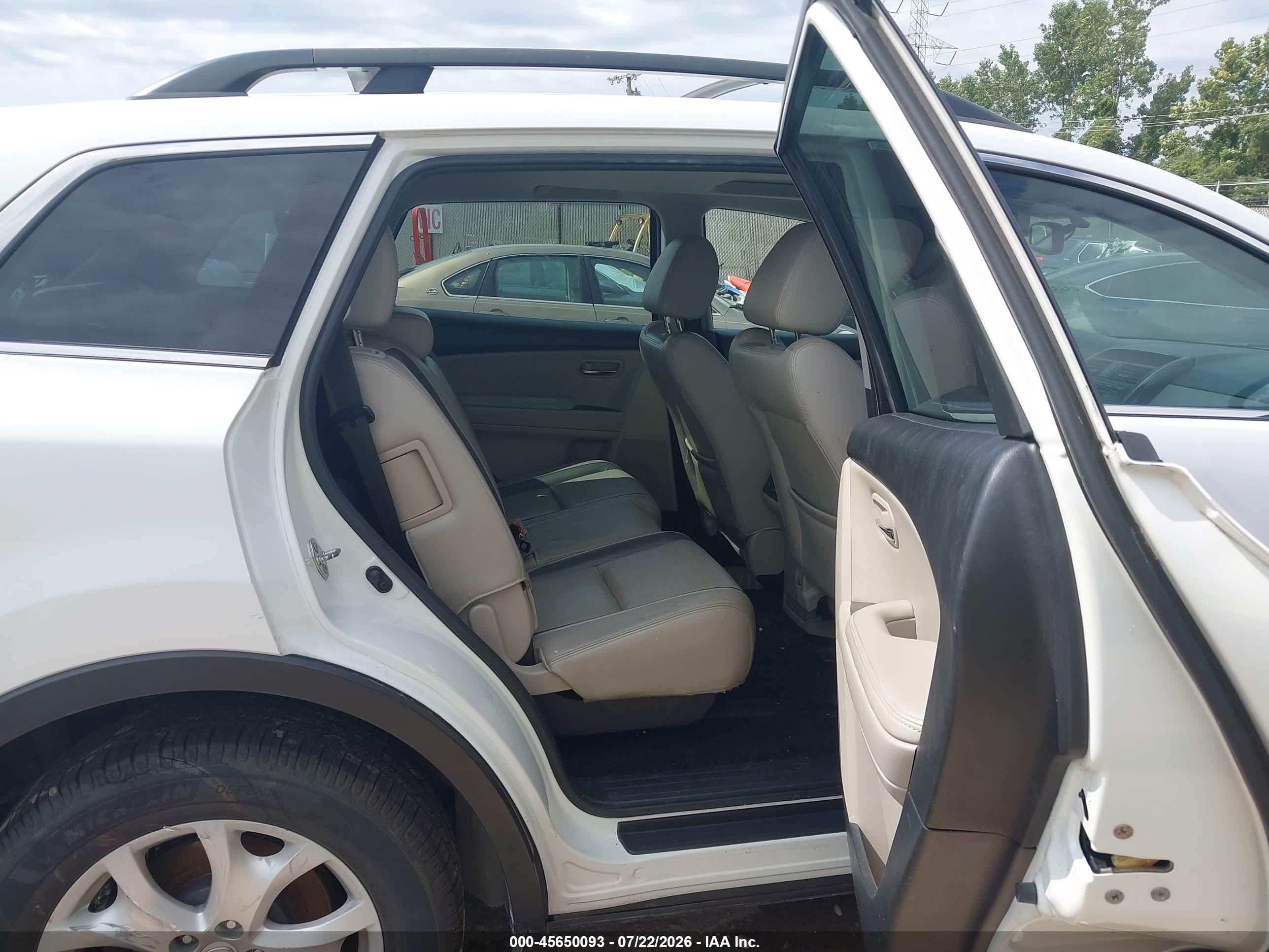 2012 Mazda Cx-9 Touring White vin: JM3TB3CV0C0336422
