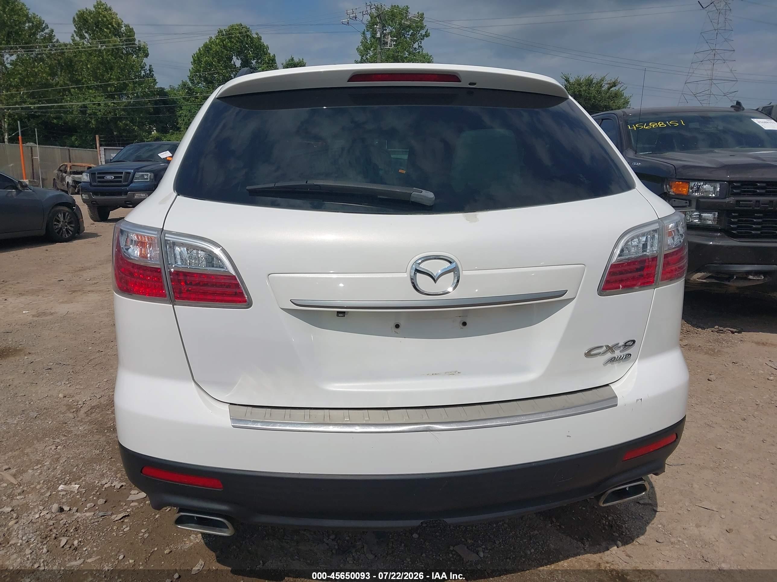 2012 Mazda Cx-9 Touring White vin: JM3TB3CV0C0336422