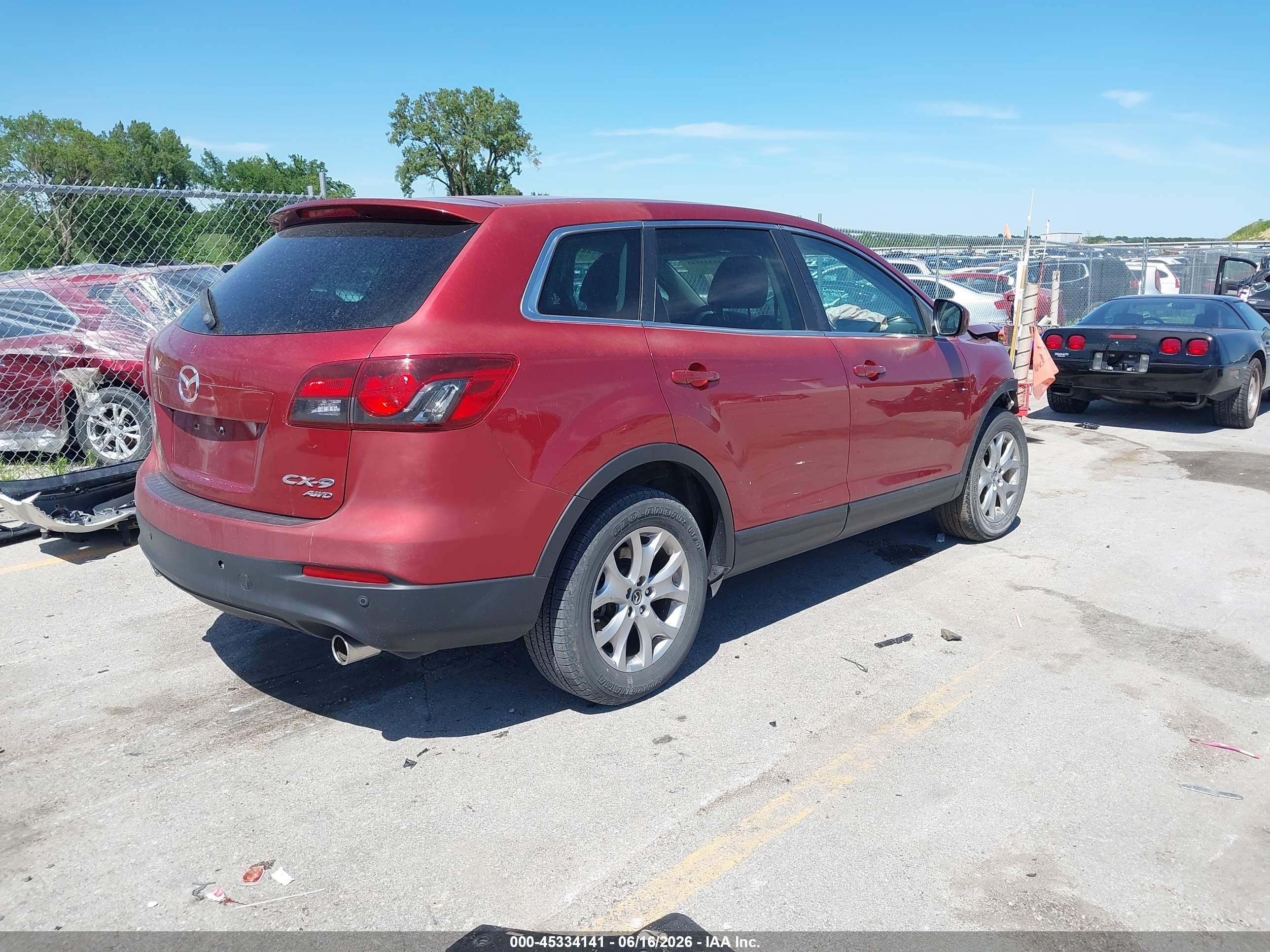 2015 Mazda Cx-9 Touring Red vin: JM3TB3CV0F0462672