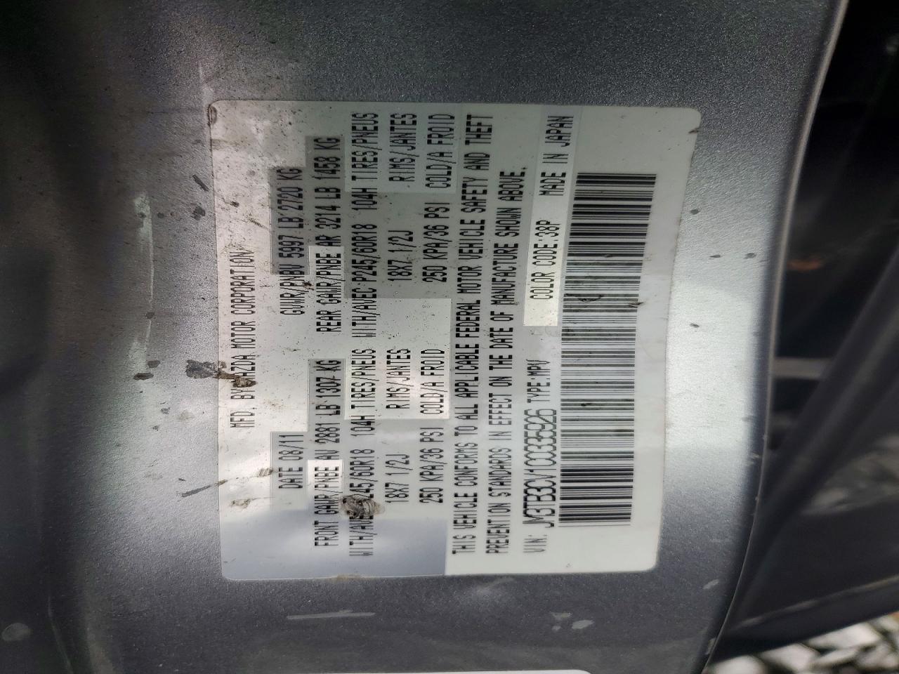 2012 Mazda Cx-9 Silver vin: JM3TB3CV1C0335926