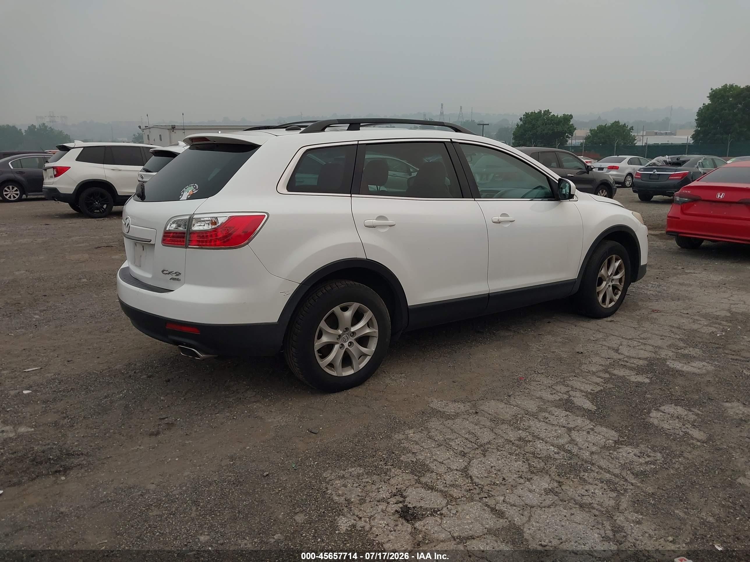 2012 Mazda Cx-9 Touring White vin: JM3TB3CV2C0366490