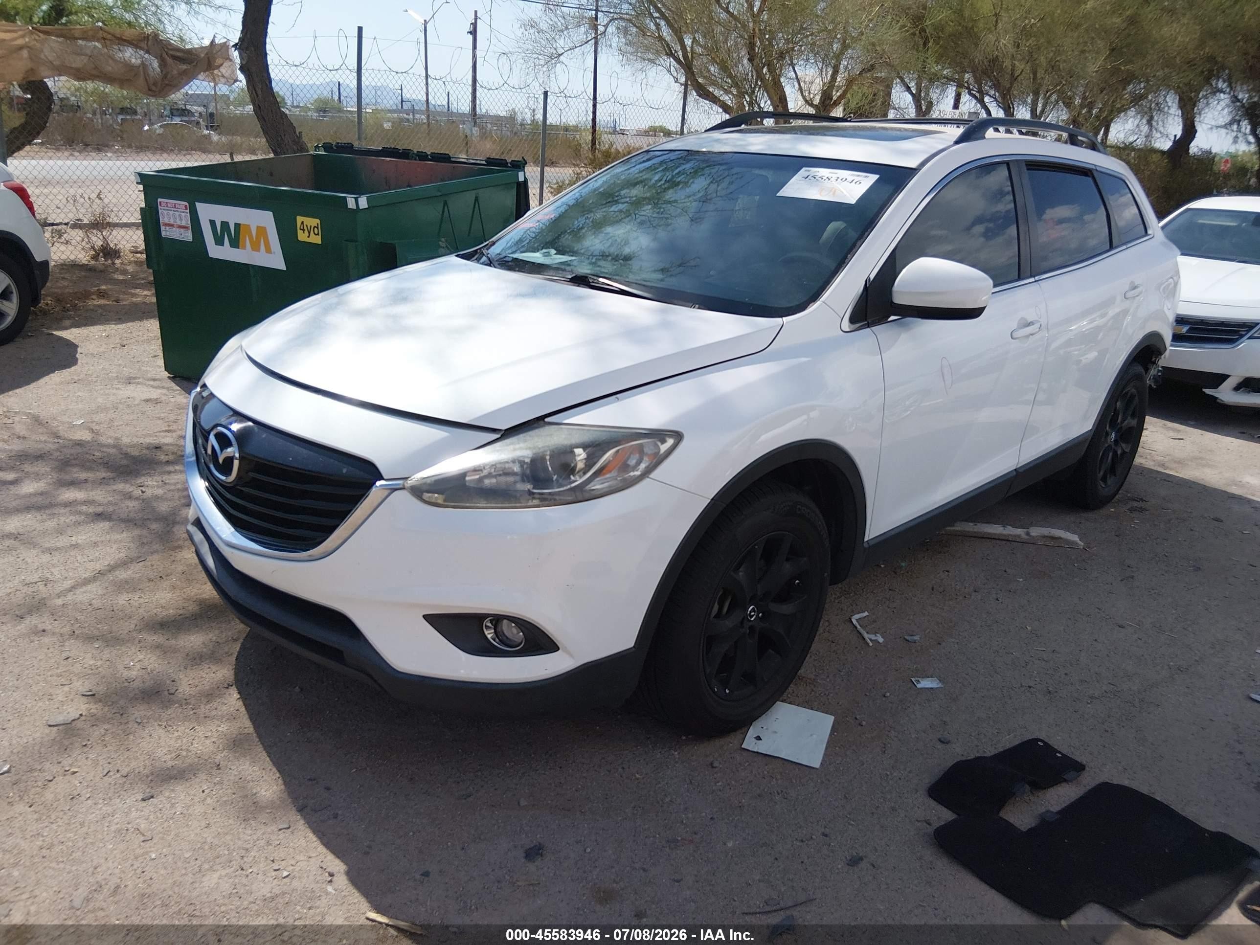 2015 Mazda Cx-9 Touring White vin: JM3TB3CV2F0466092