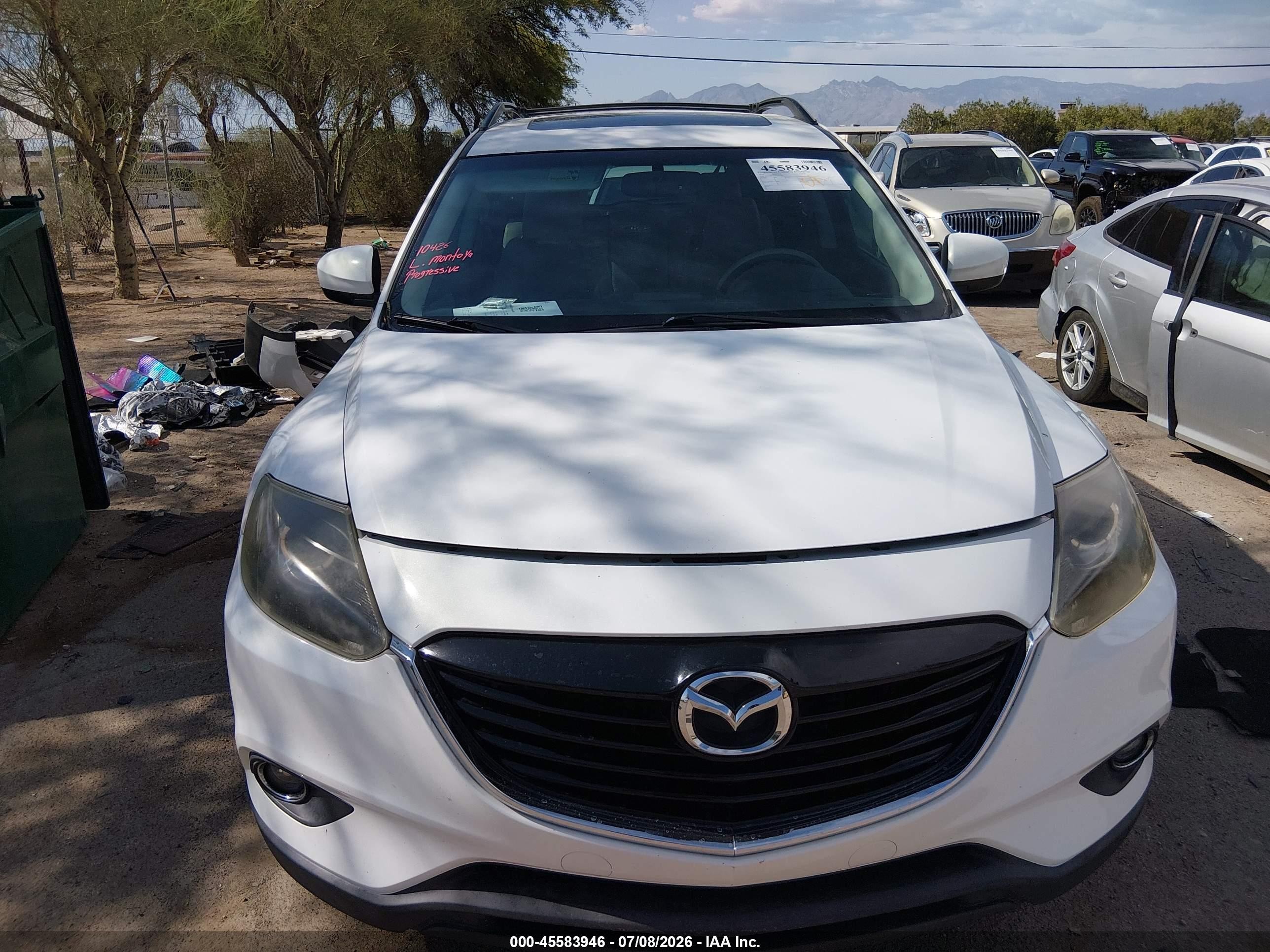 2015 Mazda Cx-9 Touring White vin: JM3TB3CV2F0466092