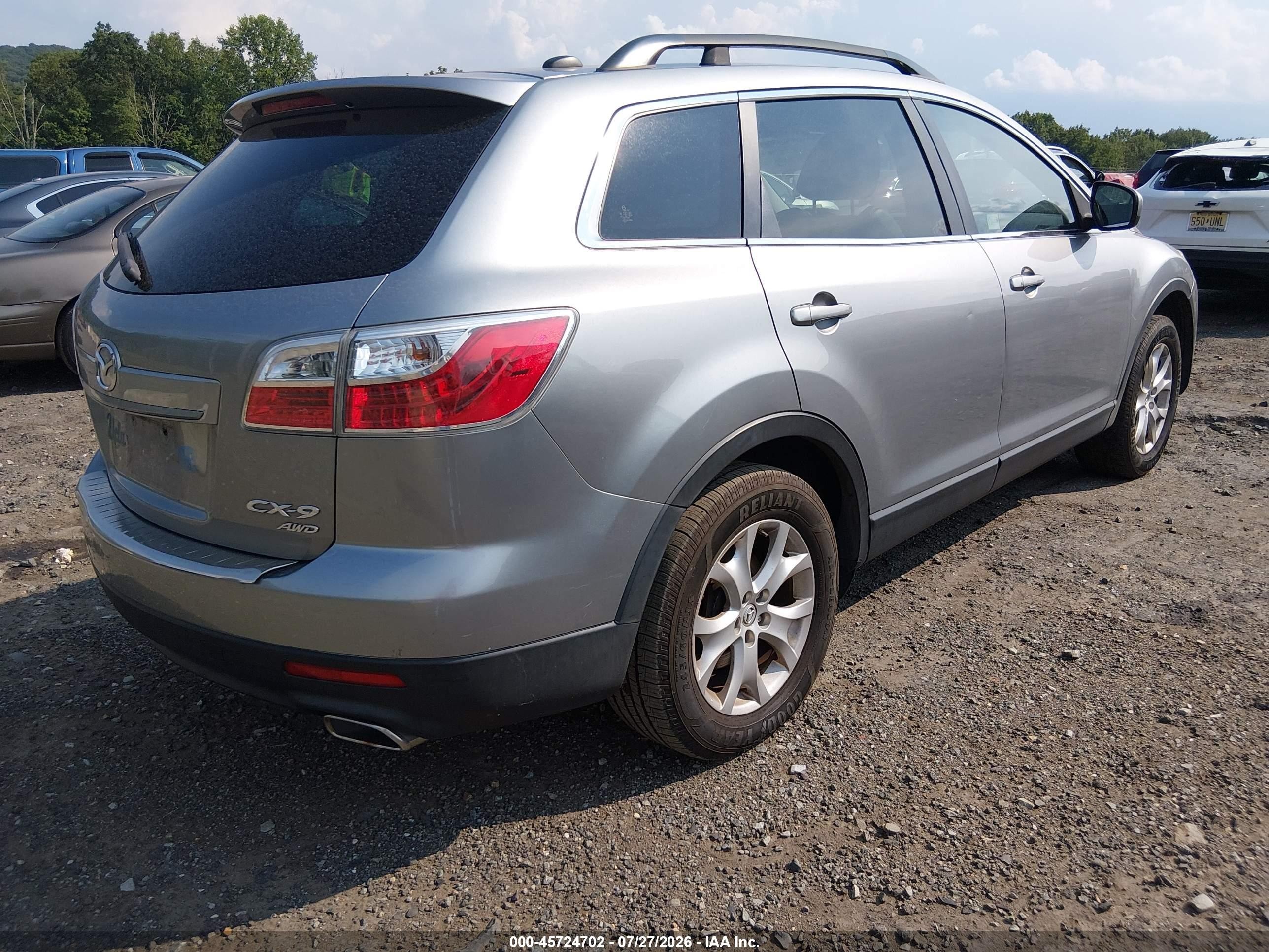2012 Mazda Cx-9 Touring Silver vin: JM3TB3CV4C0366507