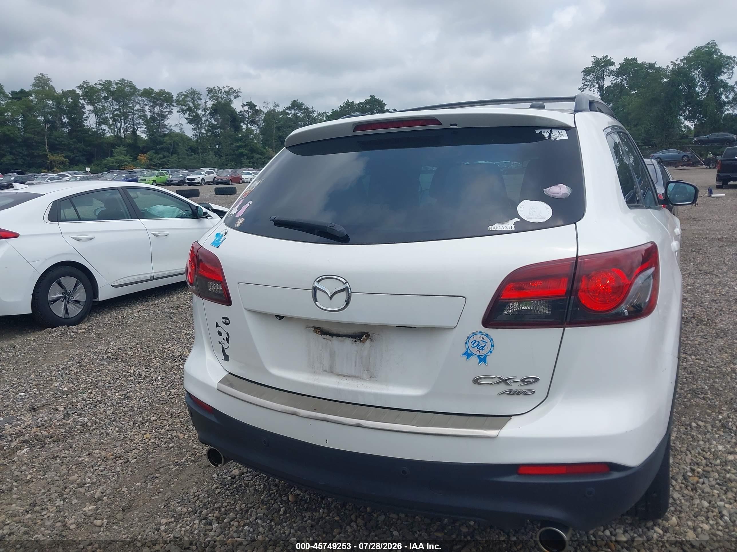 2015 Mazda Cx-9 Touring White vin: JM3TB3CV4F0464828