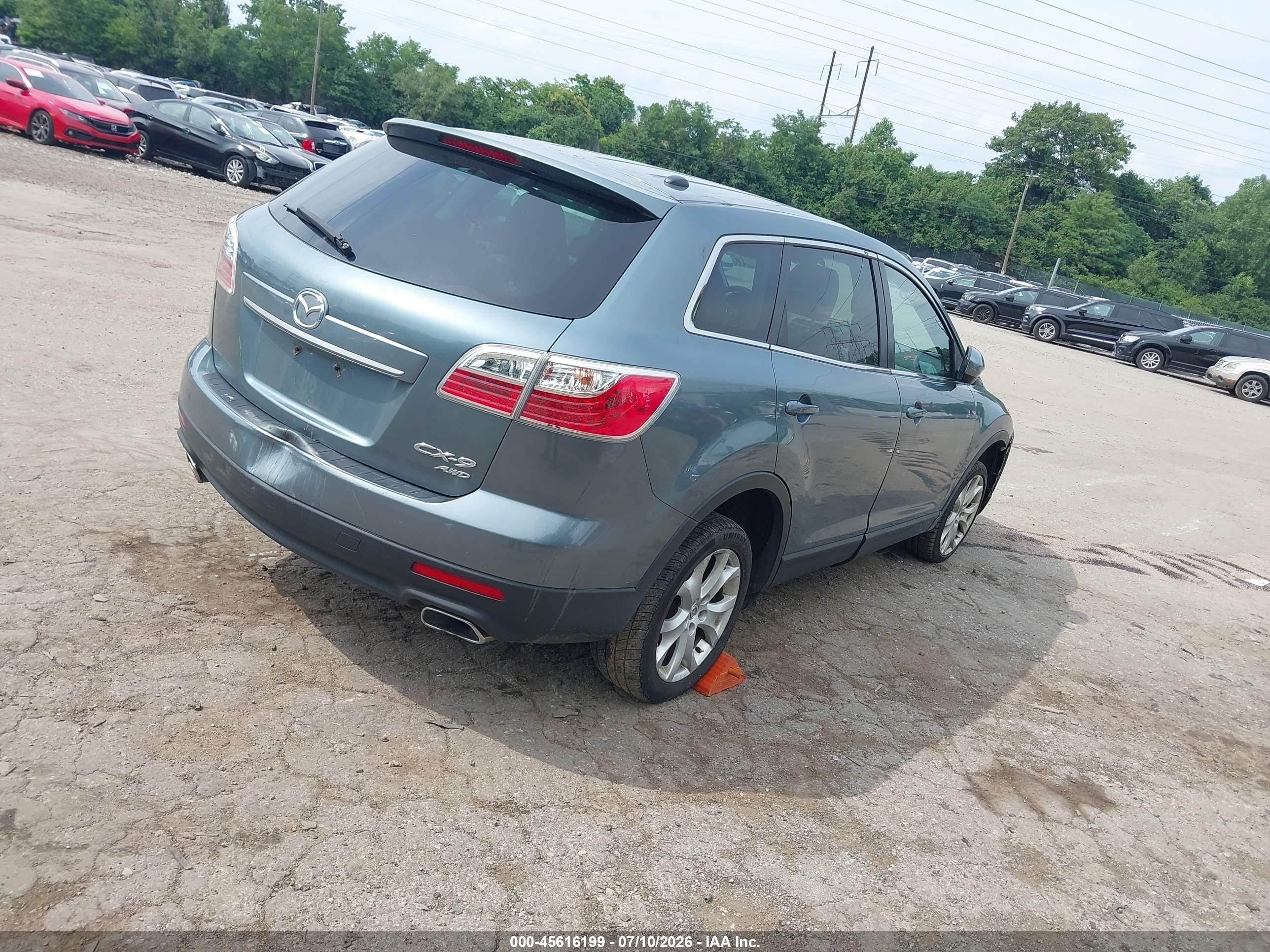2012 Mazda Cx-9 Touring Teal vin: JM3TB3CV6C0357890