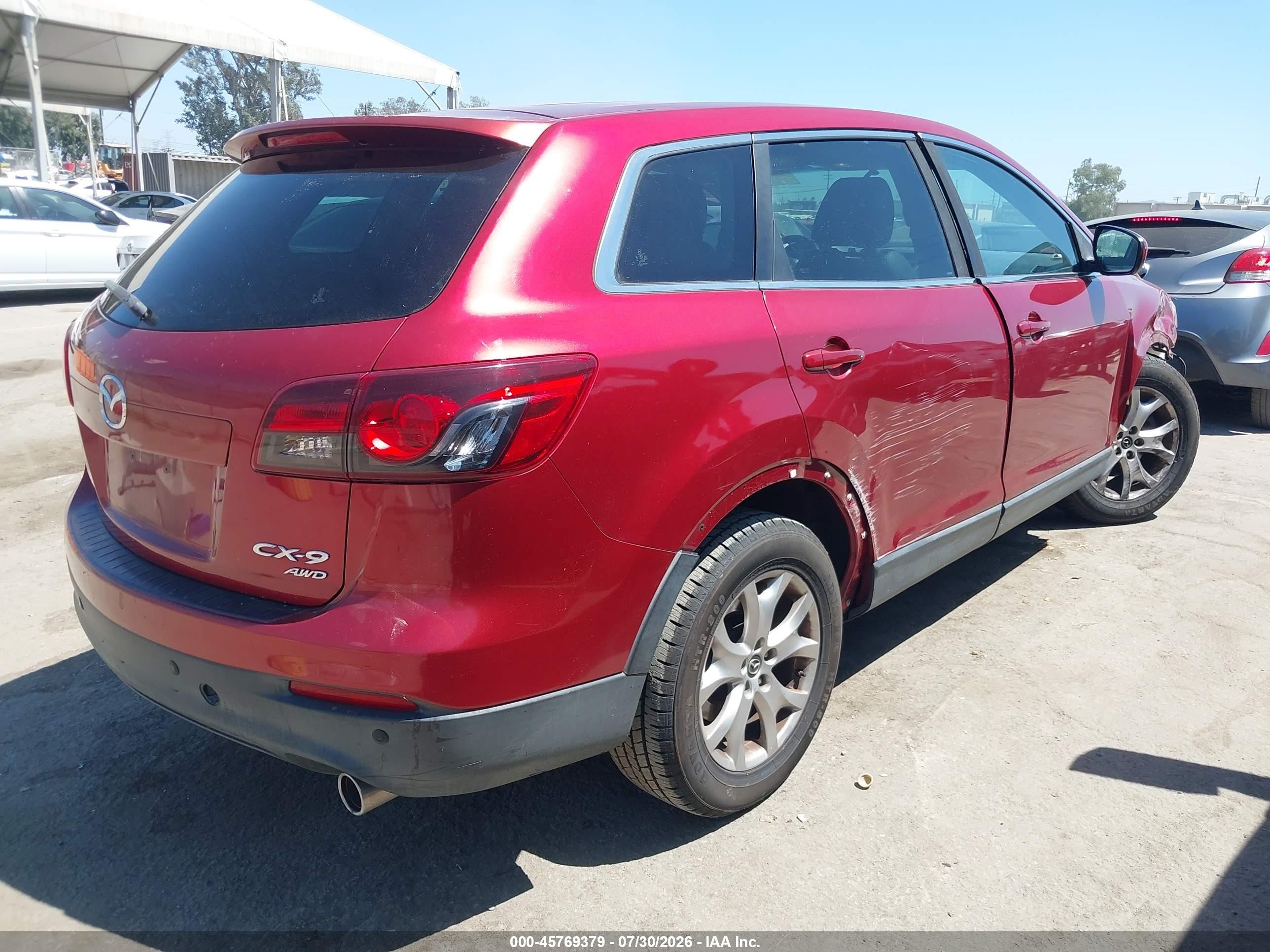 2015 Mazda Cx-9 Touring Burgundy vin: JM3TB3CV7F0466864