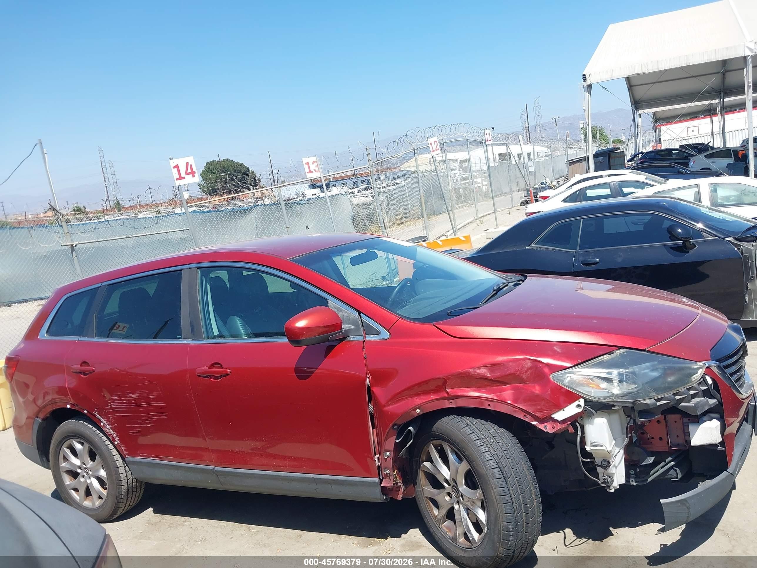 2015 Mazda Cx-9 Touring Burgundy vin: JM3TB3CV7F0466864