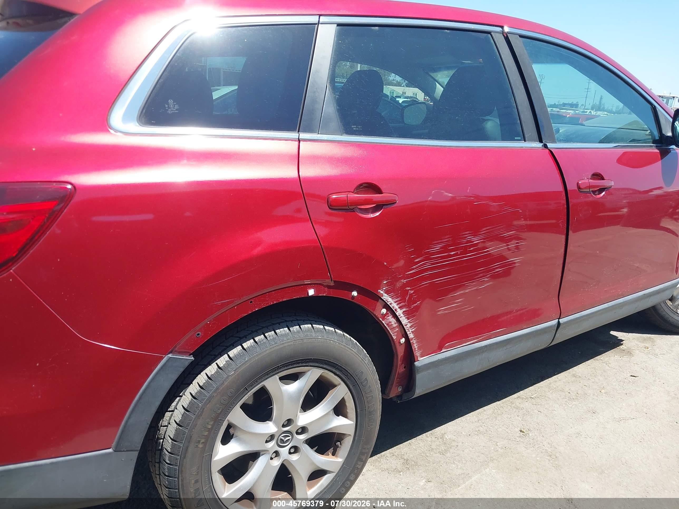 2015 Mazda Cx-9 Touring Burgundy vin: JM3TB3CV7F0466864