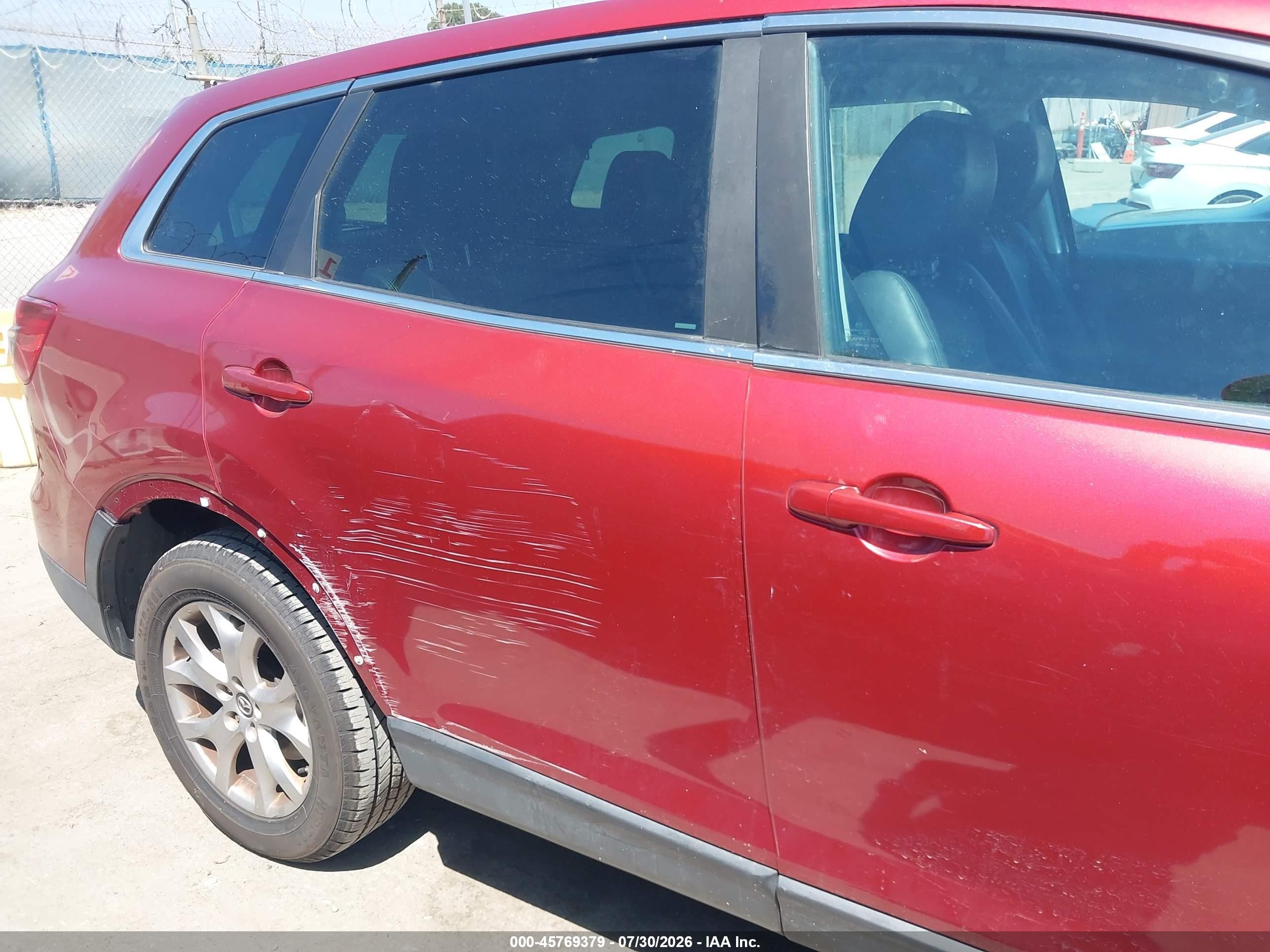 2015 Mazda Cx-9 Touring Burgundy vin: JM3TB3CV7F0466864