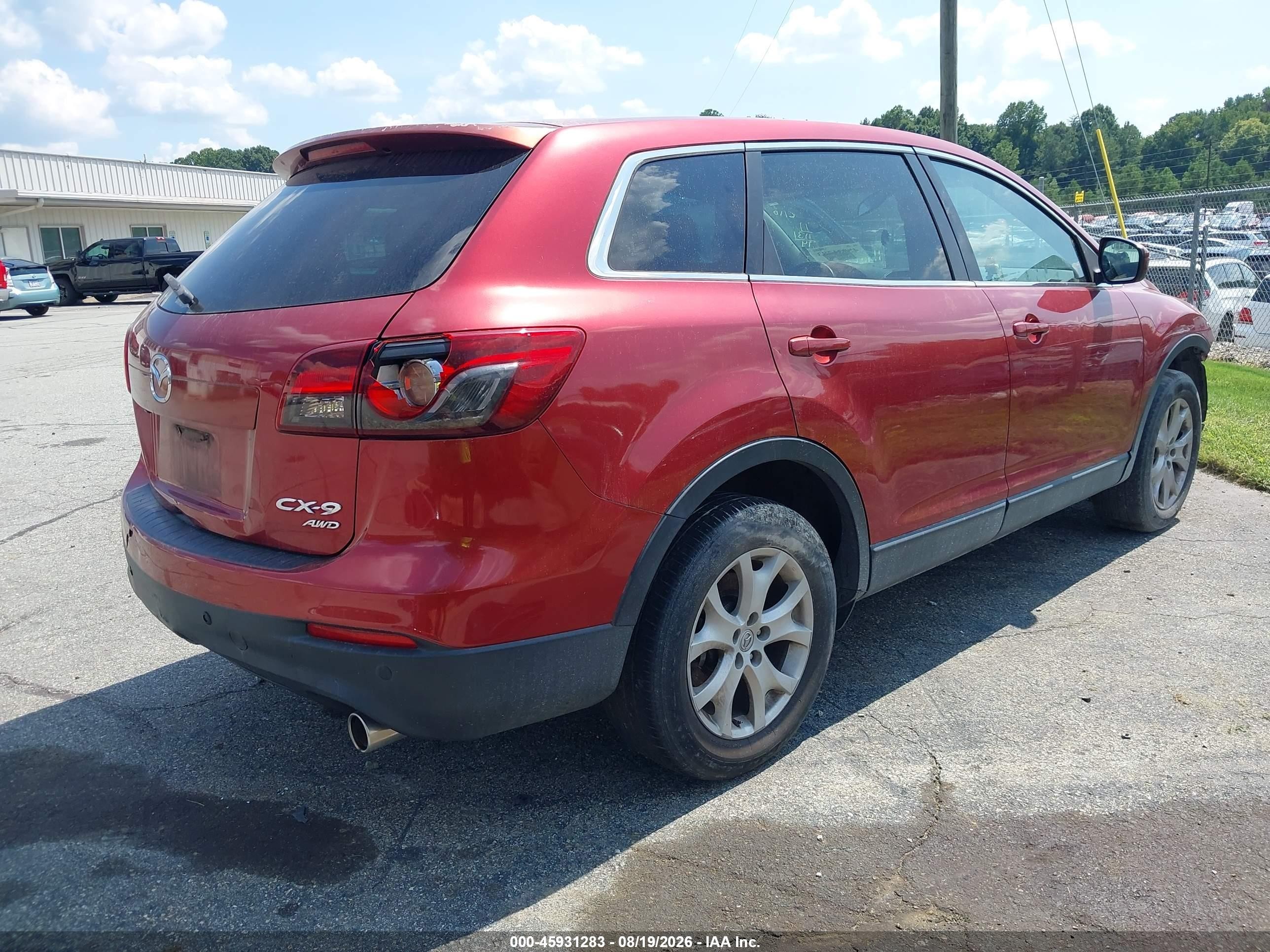 2014 Mazda Cx-9 Touring Red vin: JM3TB3CV9E0436683