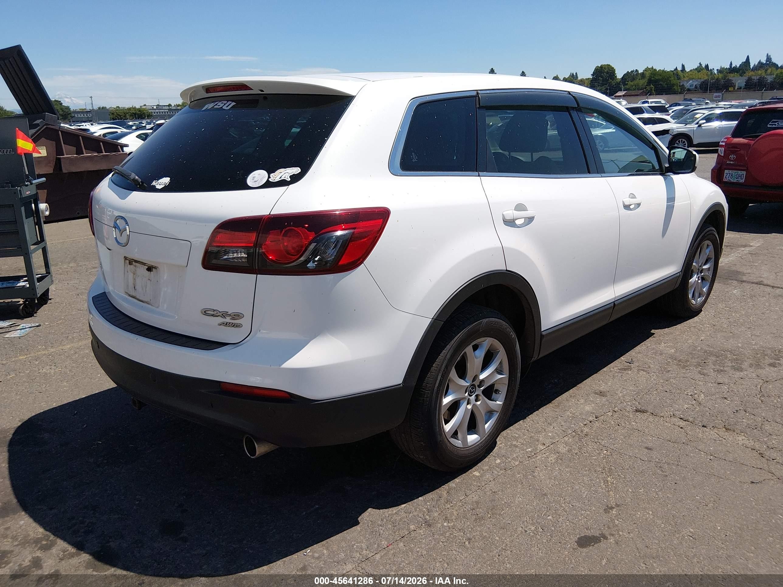 2015 Mazda Cx-9 Touring White vin: JM3TB3CVXF0468883