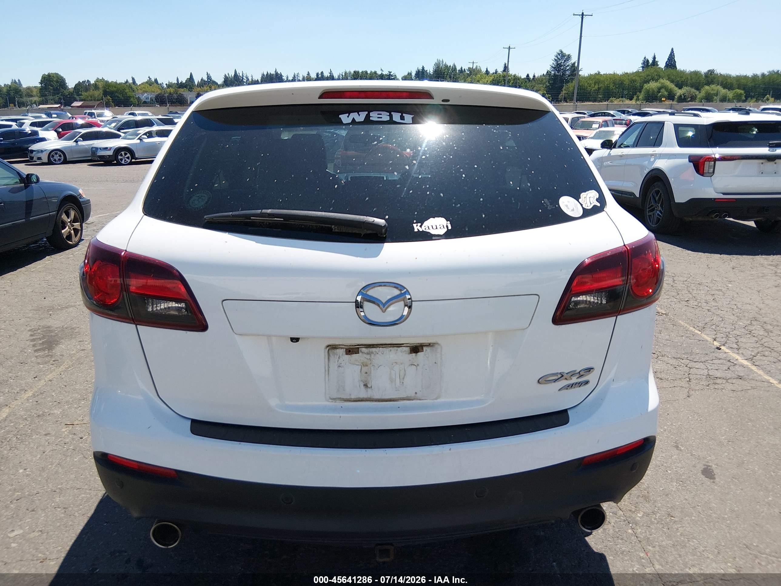 2015 Mazda Cx-9 Touring White vin: JM3TB3CVXF0468883