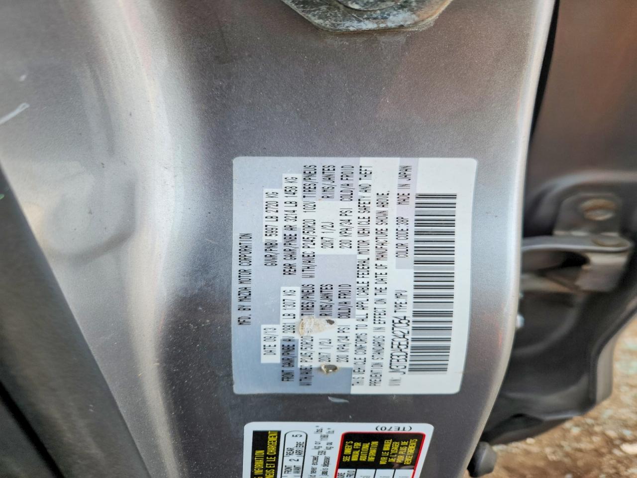 2014 Mazda Cx-9 Grand Touring Gray vin: JM3TB3DA5E0427054