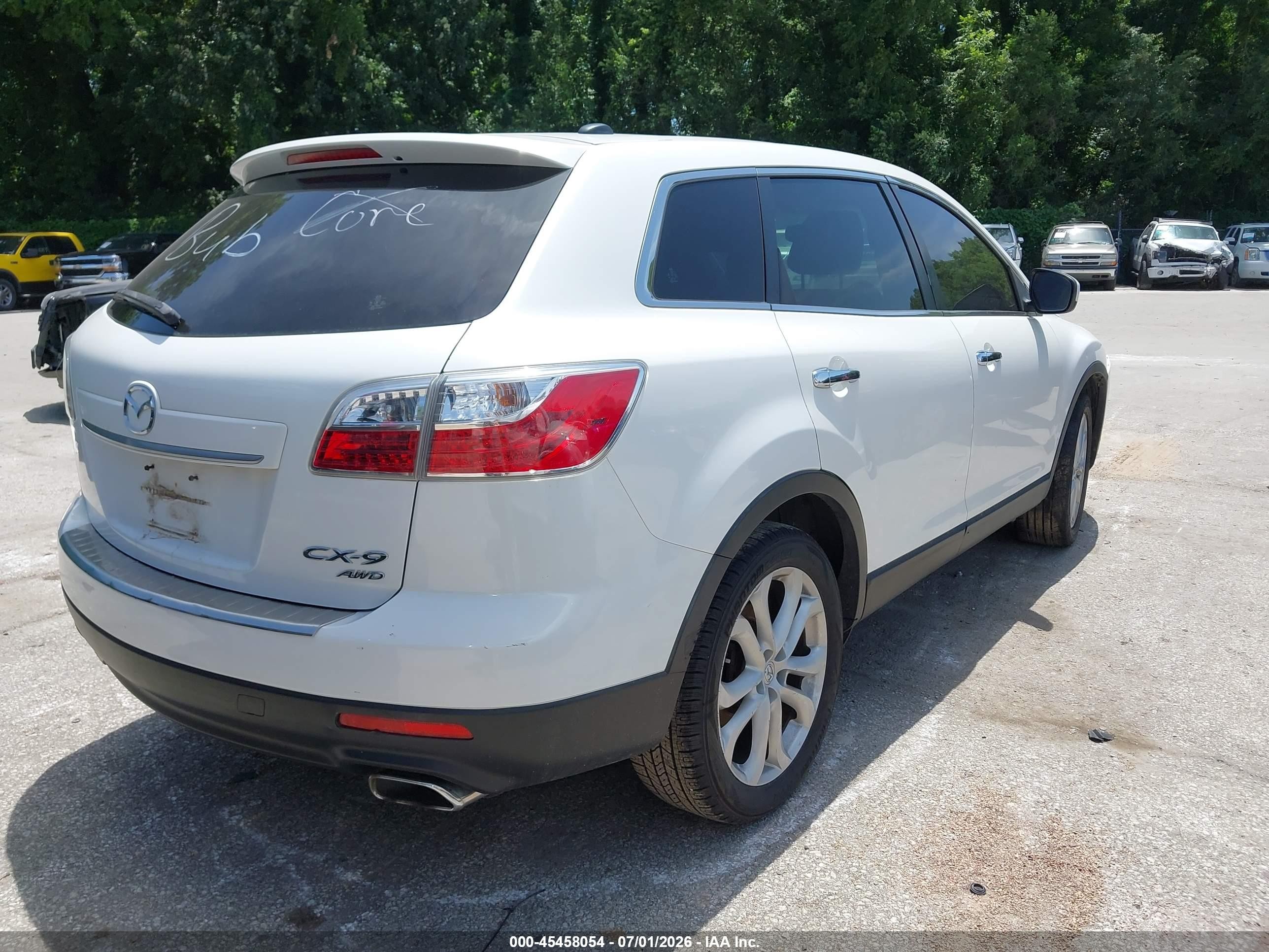 2012 Mazda Cx-9 Grand Touring White vin: JM3TB3DA7C0362852