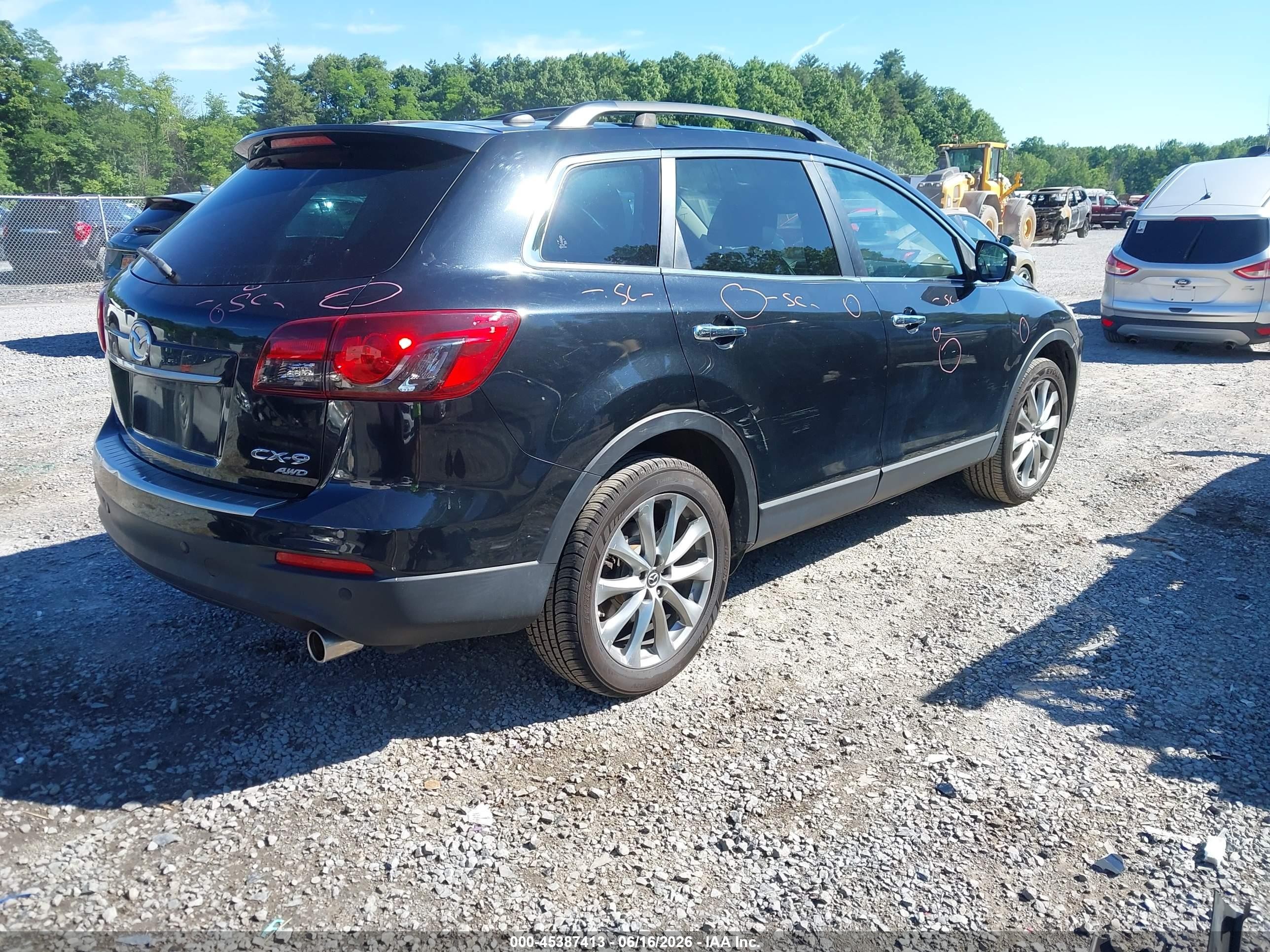2015 Mazda Cx-9 Grand Touring Black vin: JM3TB3DV3F0449395