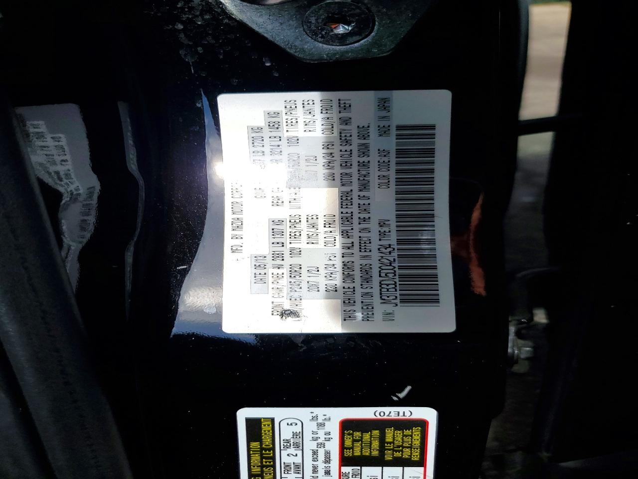 2013 Mazda Cx-9 Grand Touring Black vin: JM3TB3DV5D0421434