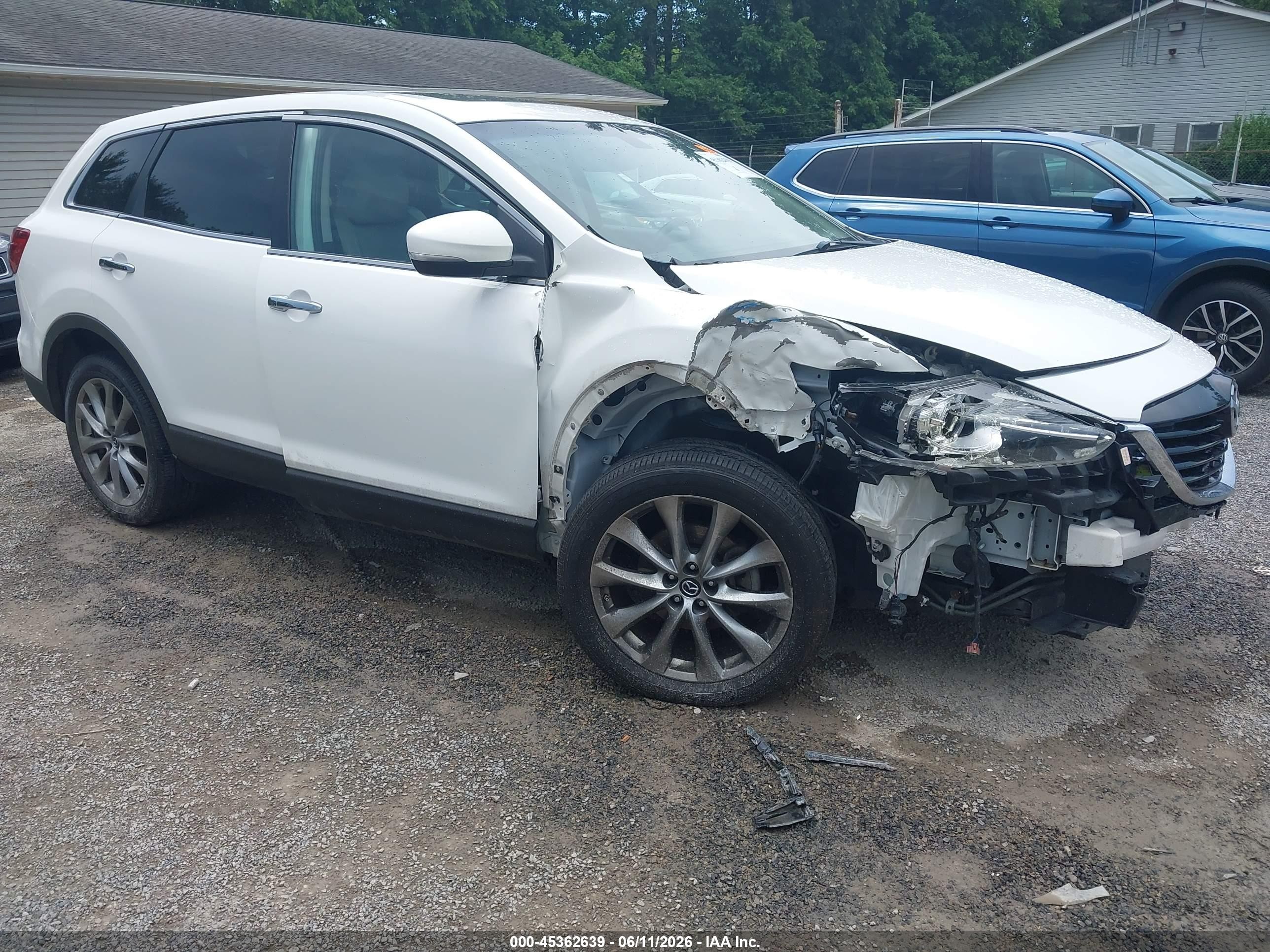 2014 Mazda Cx-9 Grand Touring White vin: JM3TB3DV6E0440219