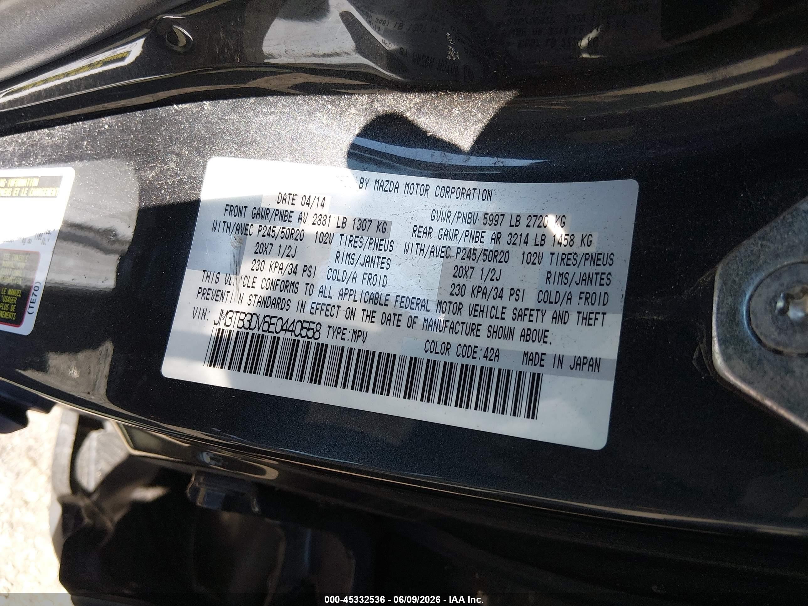 2014 Mazda Cx-9 Grand Touring Gray vin: JM3TB3DV6E0440558