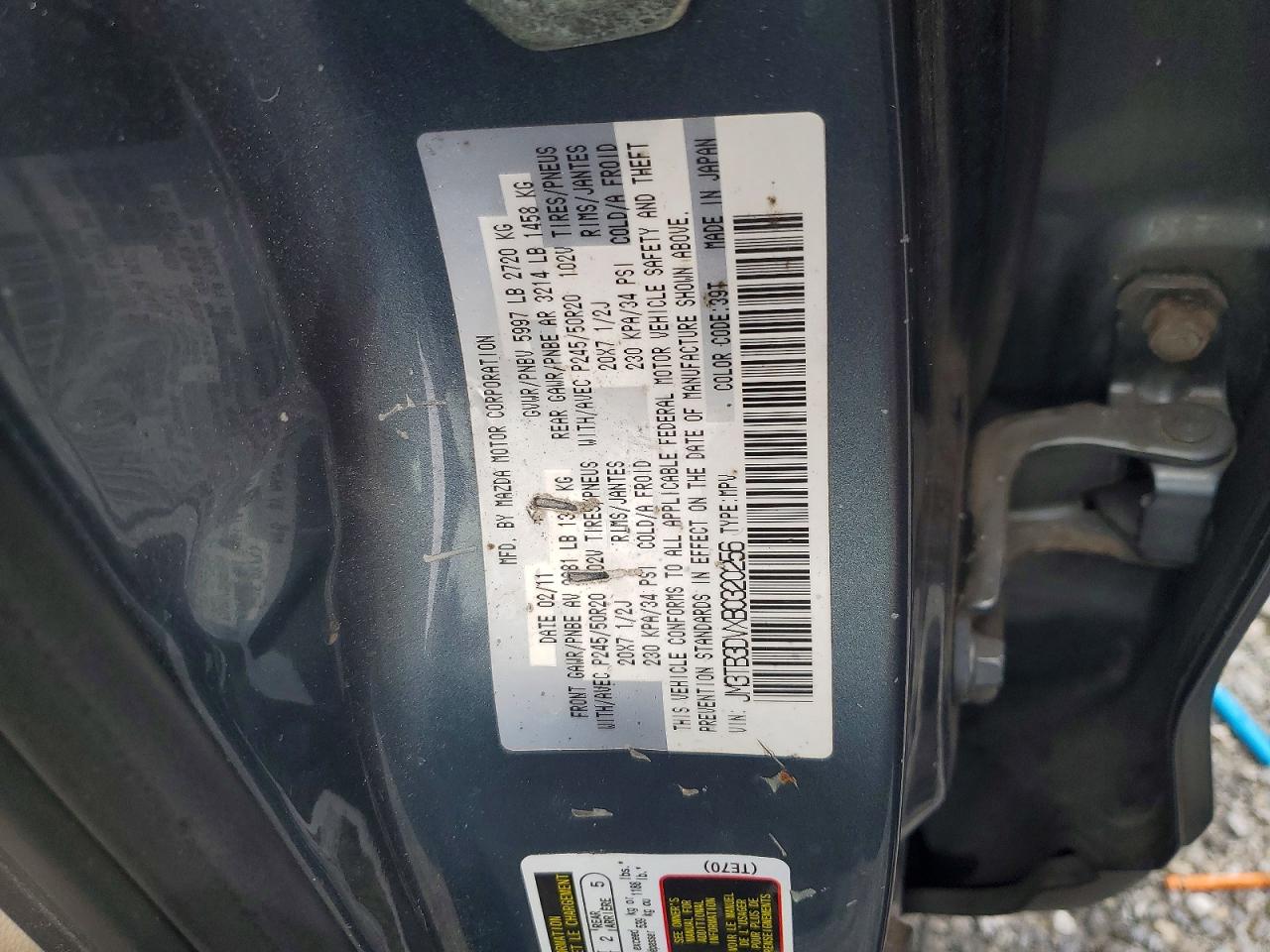 2011 Mazda Cx-9 Gray vin: JM3TB3DVXB0320256