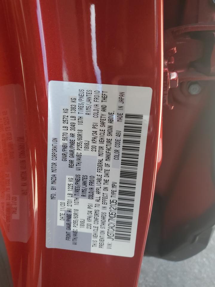 2021 Mazda Cx-9 Touring Красный vin: JM3TCACY7M0512105