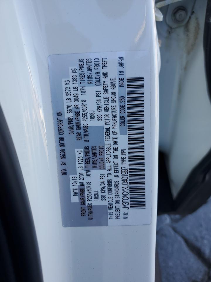 2020 Mazda Cx-9 Touring White vin: JM3TCACYXL0401997