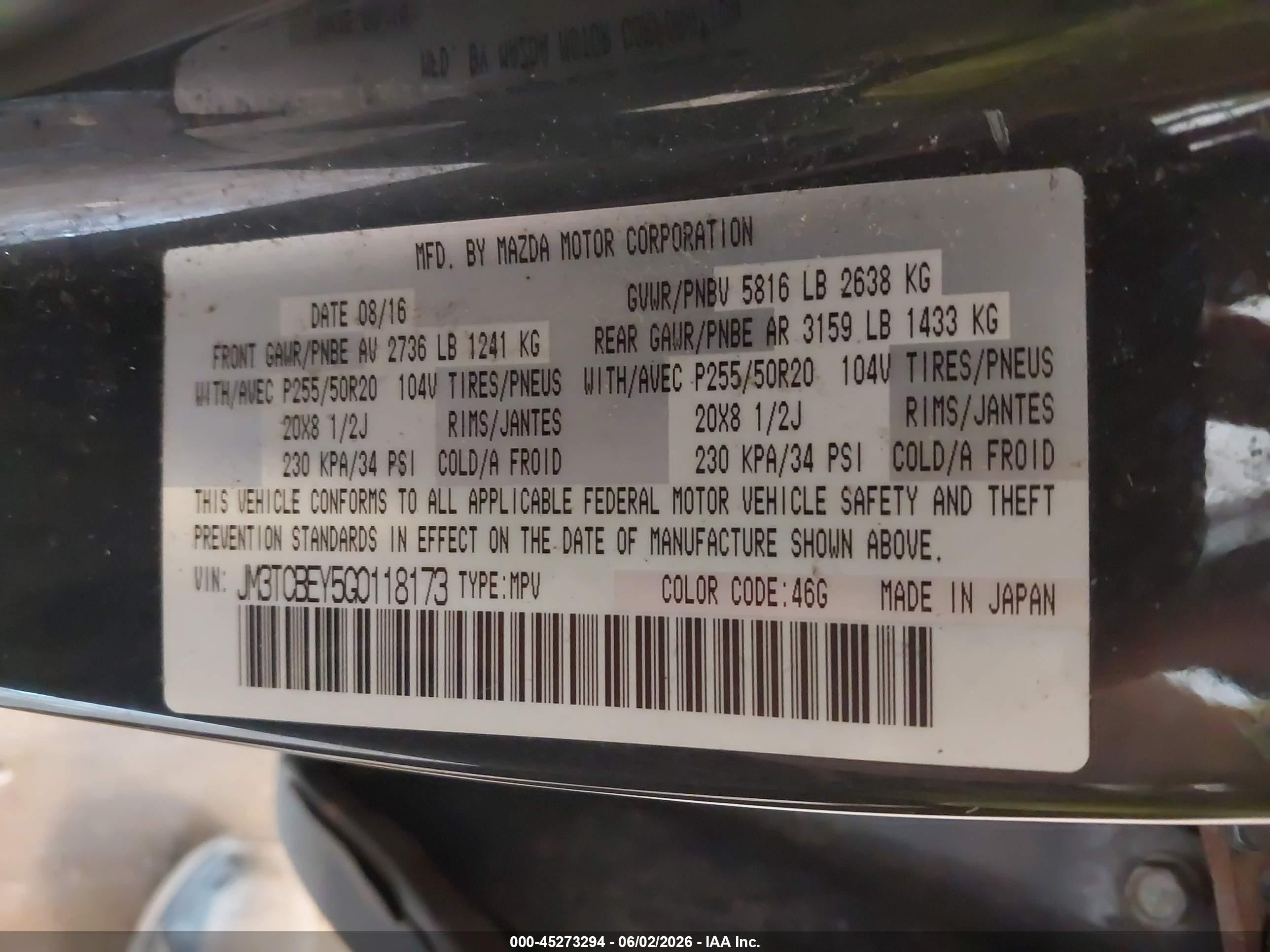 2016 Mazda Cx-9 Signature Gray vin: JM3TCBEY5G0118173