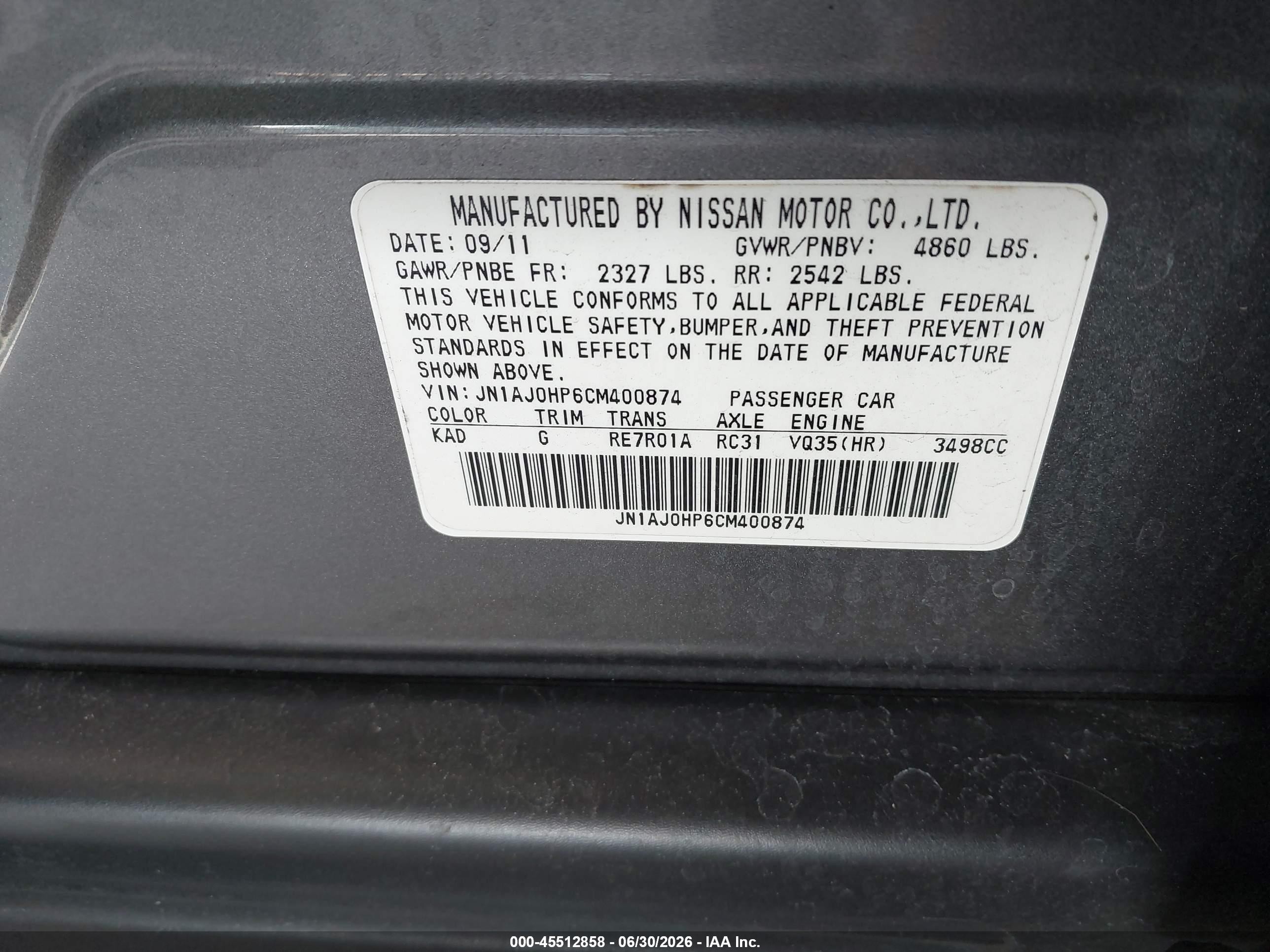 2012 Infiniti Ex35 Journey Серый vin: JN1AJ0HP6CM400874