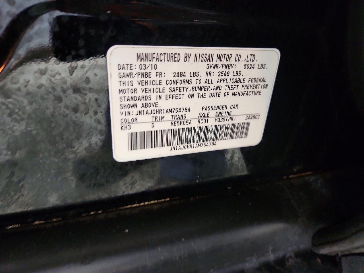 2010 Infiniti Ex35 Base Черный vin: JN1AJ0HR1AM754784