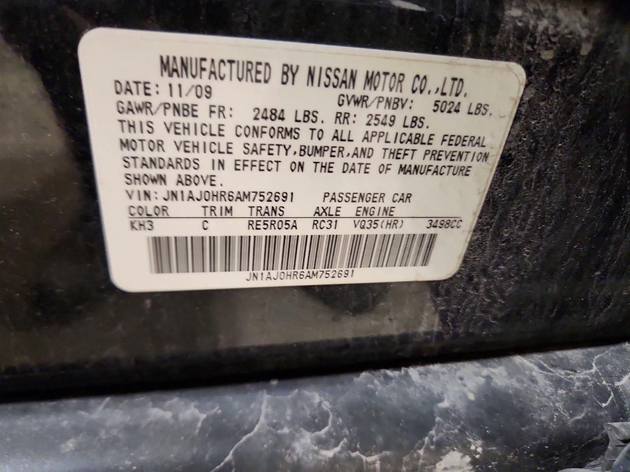 2010 Infiniti Ex35 Base Черный vin: JN1AJ0HR6AM752691