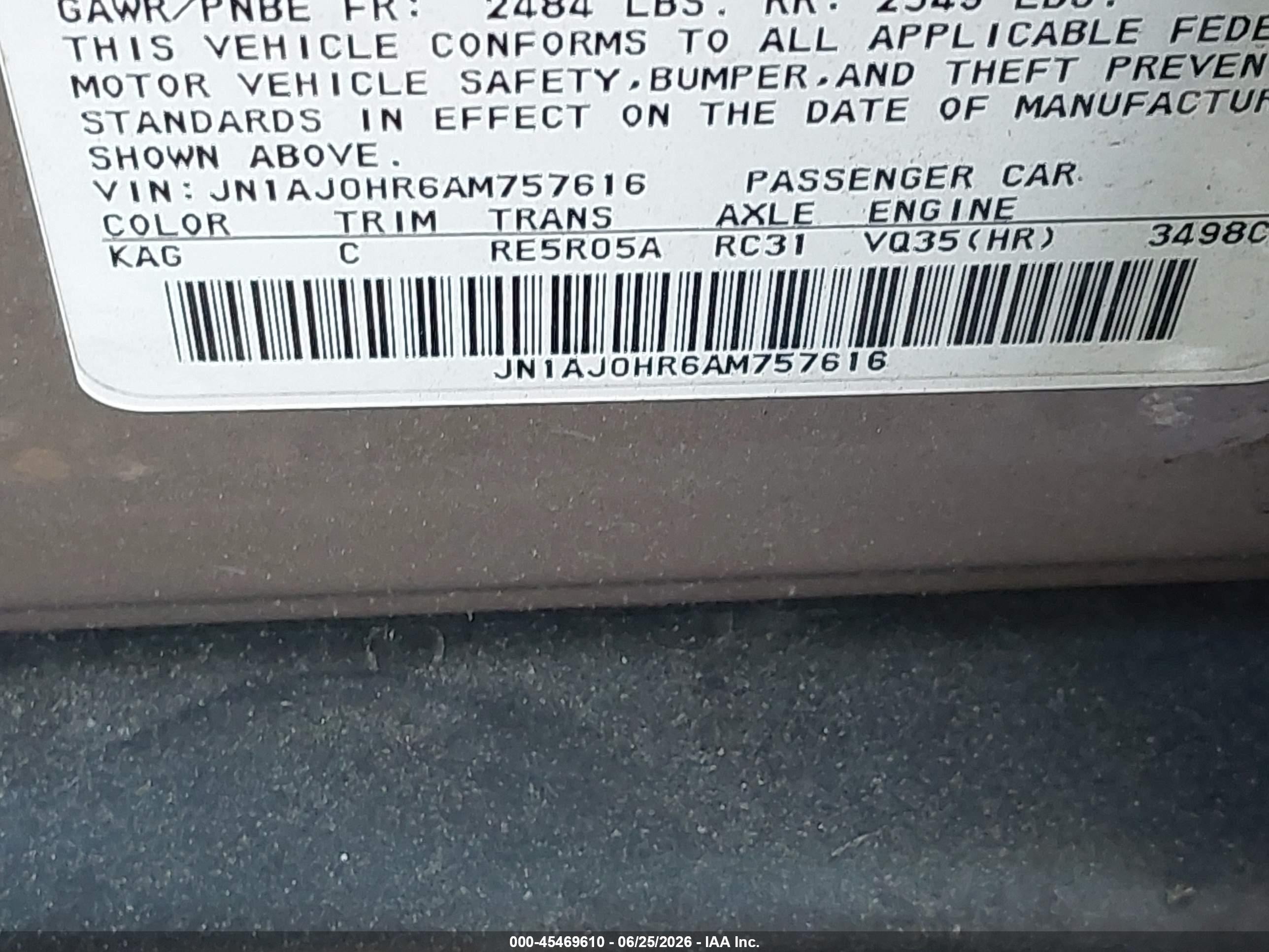 2010 Infiniti Ex35 Journey Beige vin: JN1AJ0HR6AM757616
