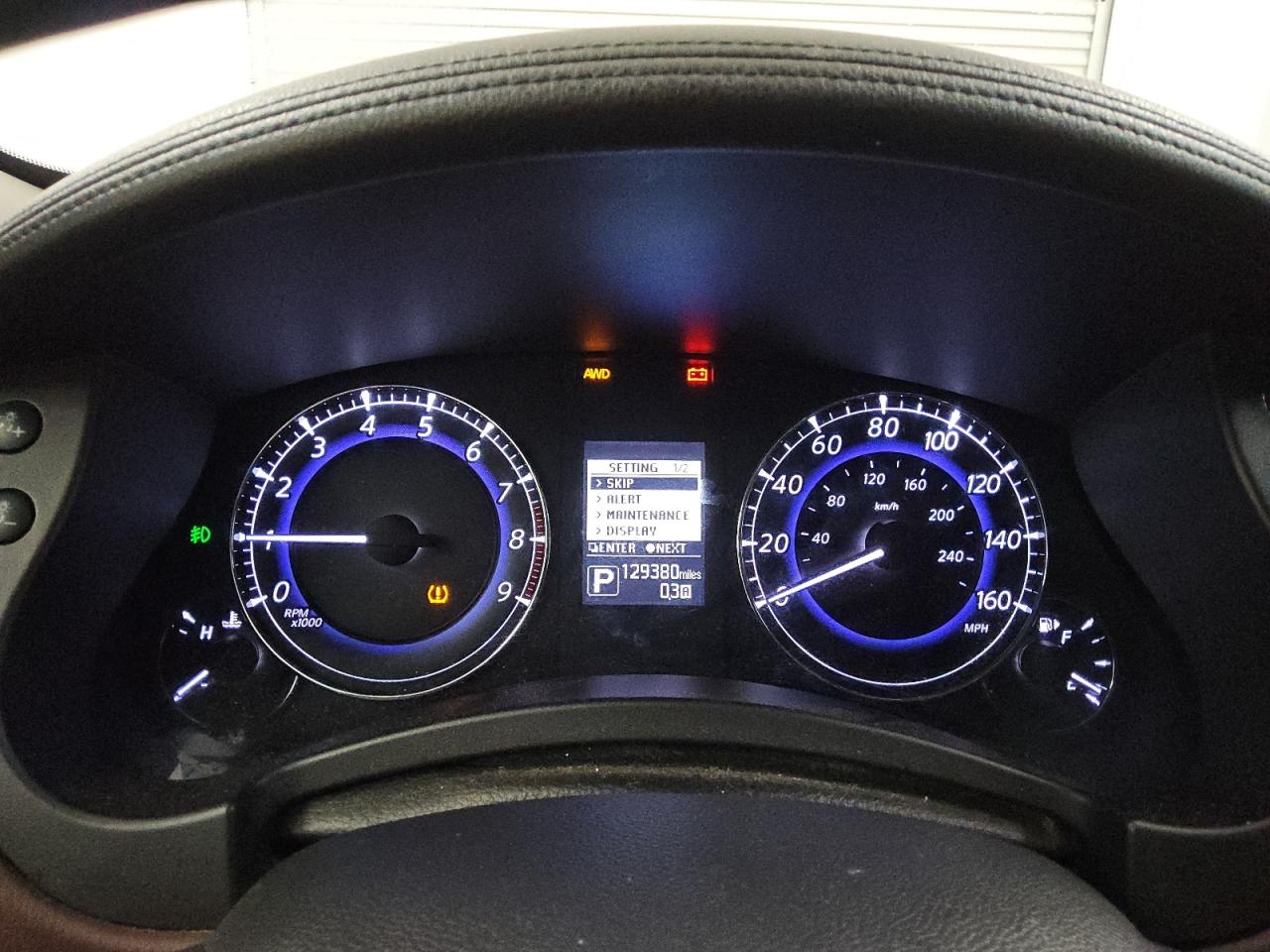 2012 Infiniti Ex35 Base Black vin: JN1AJ0HR6CM452829 Damage: Warning - Tire Pressure, On, Unacceptable