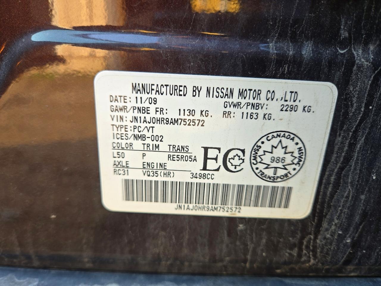 2010 Infiniti Ex35 Base Фиолетовый vin: JN1AJ0HR9AM752572