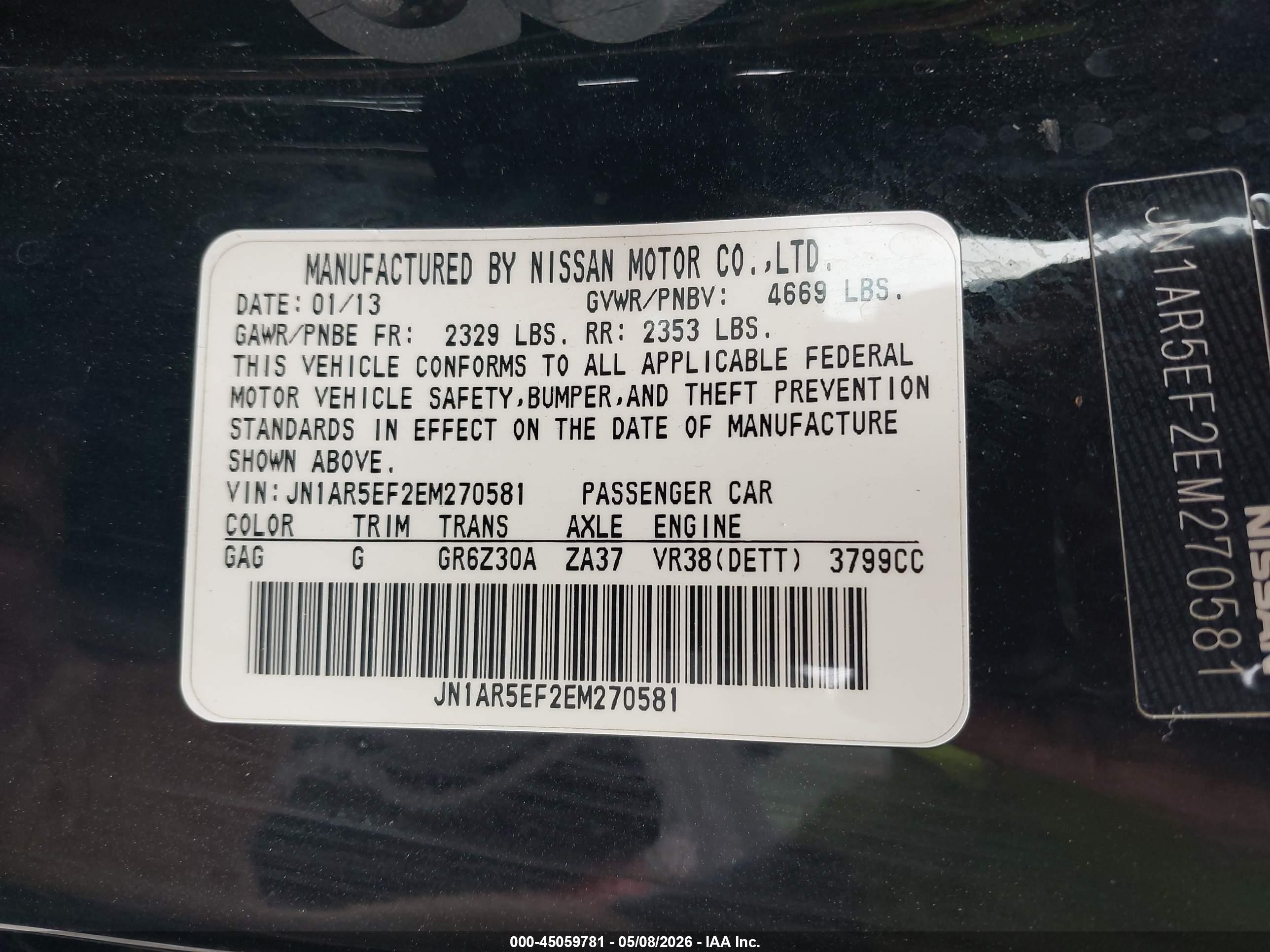 2014 Nissan Gt-r Black Edition Black vin: JN1AR5EF2EM270581