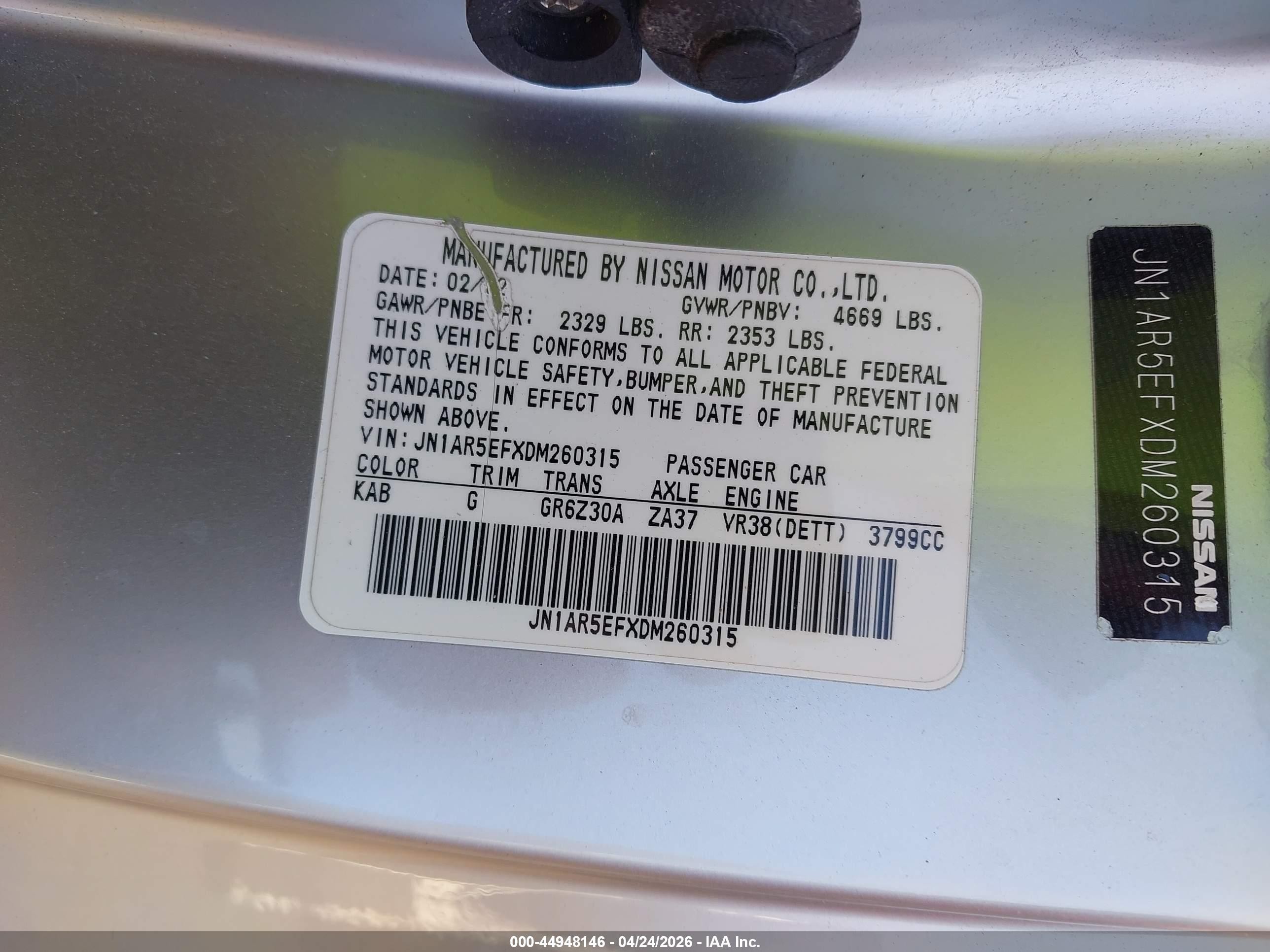 2013 Nissan Gt-r Black Edition Gray vin: JN1AR5EFXDM260315