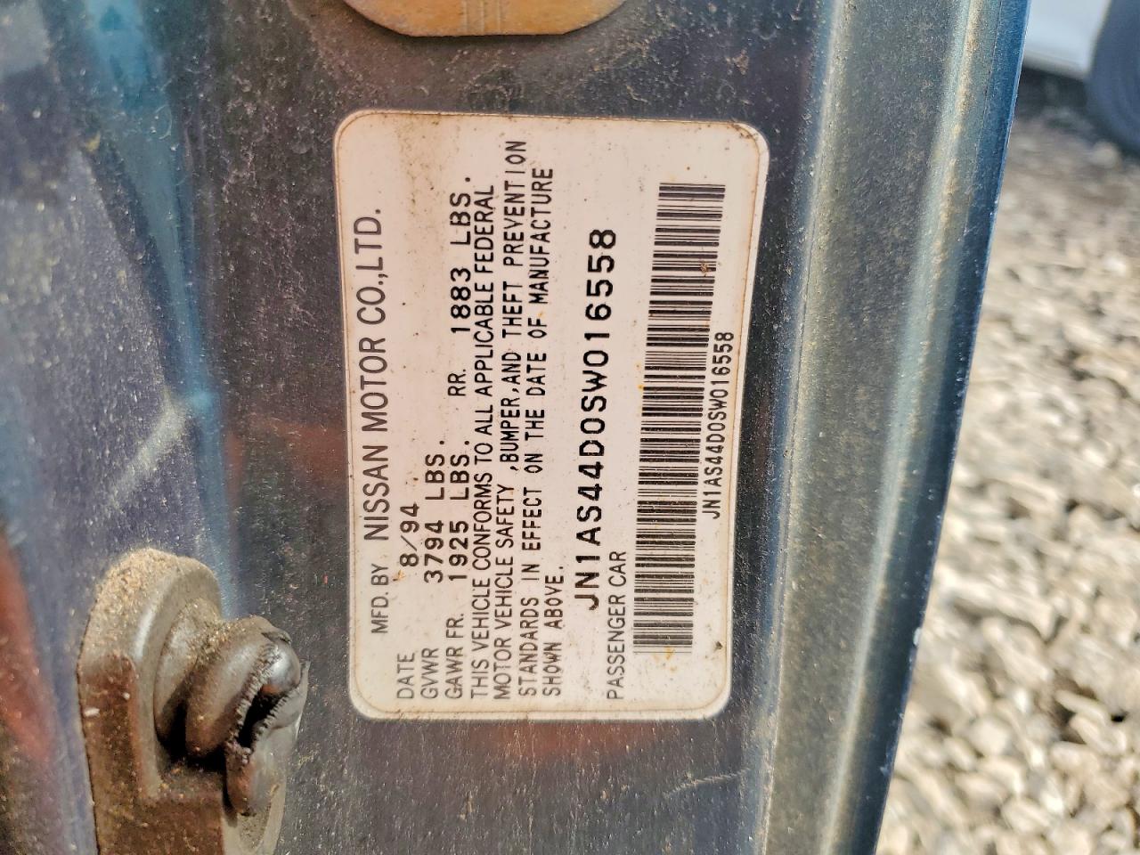1995 Nissan 240sx Base Синий vin: JN1AS44D0SW016558