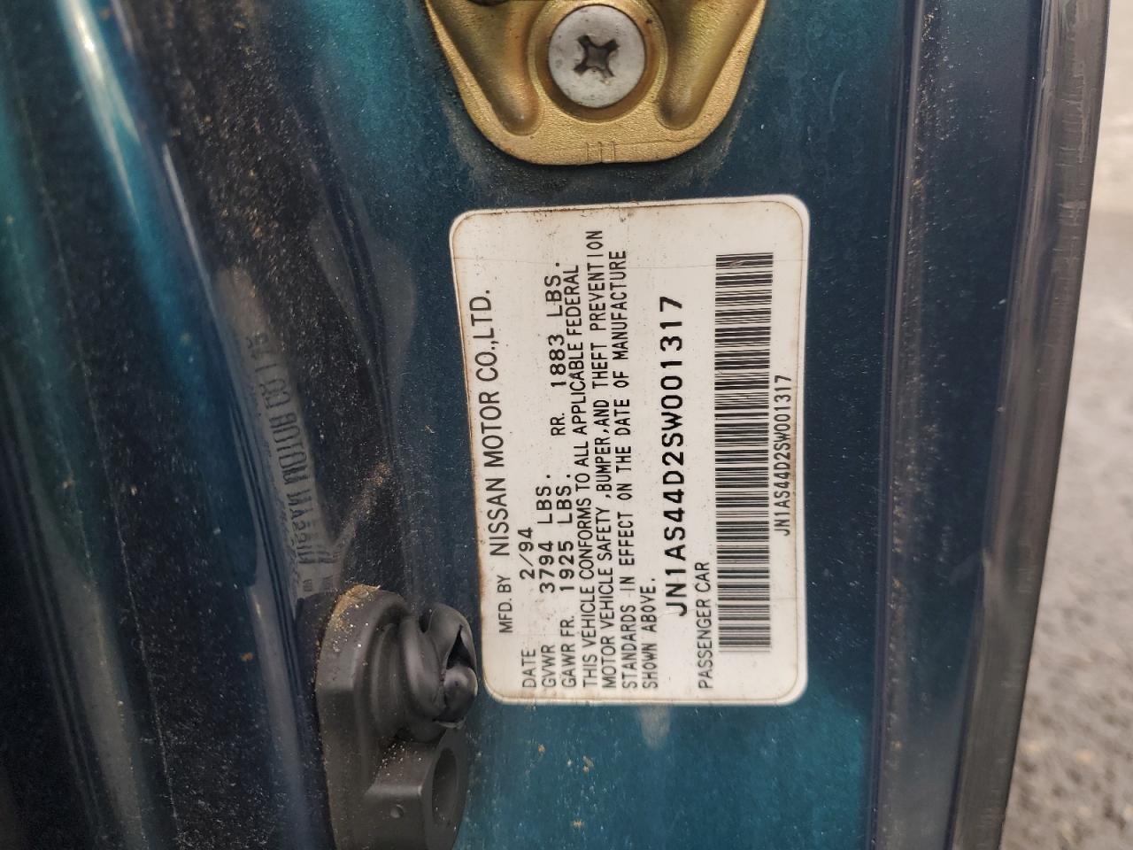 1995 Nissan 240sx Base Green vin: JN1AS44D2SW001317