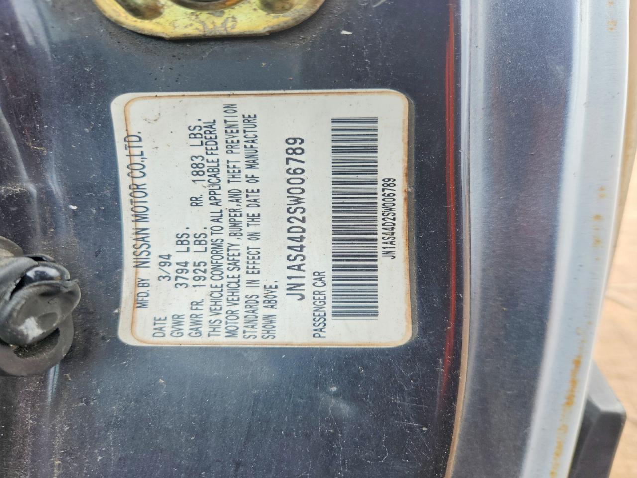 1995 Nissan 240sx Base Белый vin: JN1AS44D2SW006789