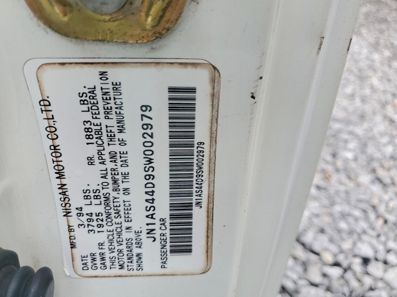 1995 Nissan 240sx Base Белый vin: JN1AS44D9SW002979