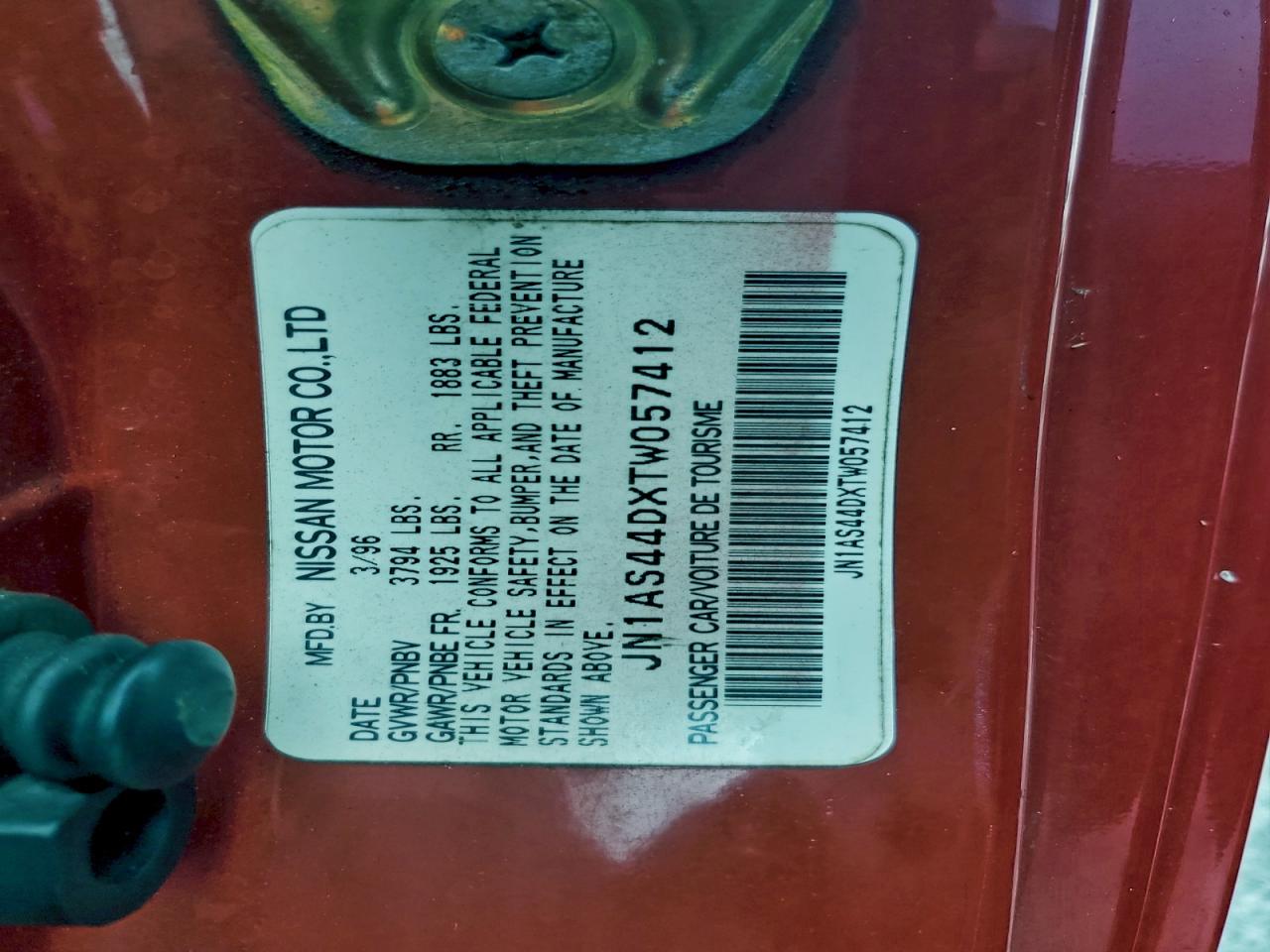 1996 Nissan 240sx Base Red vin: JN1AS44DXTW057412