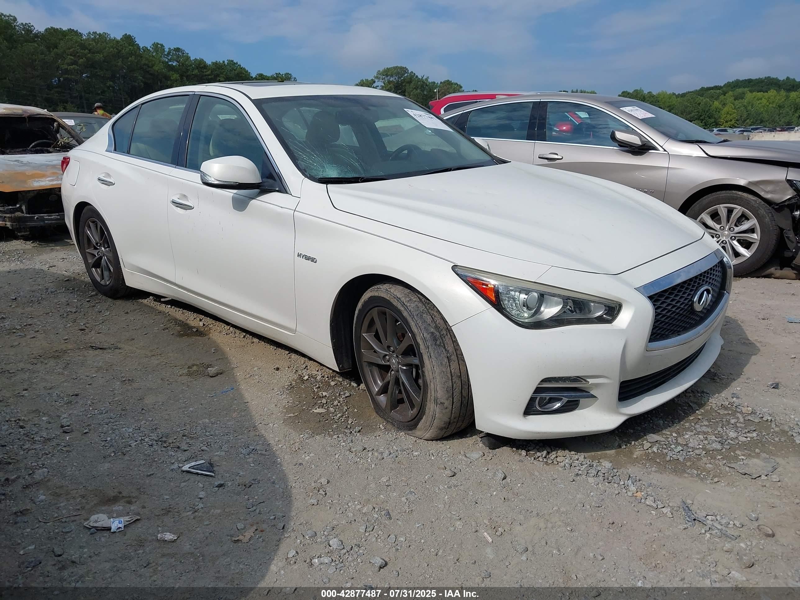 2015 Infiniti Q50 Hybrid Premium/sport White vin: JN1AV7AP4FM790689