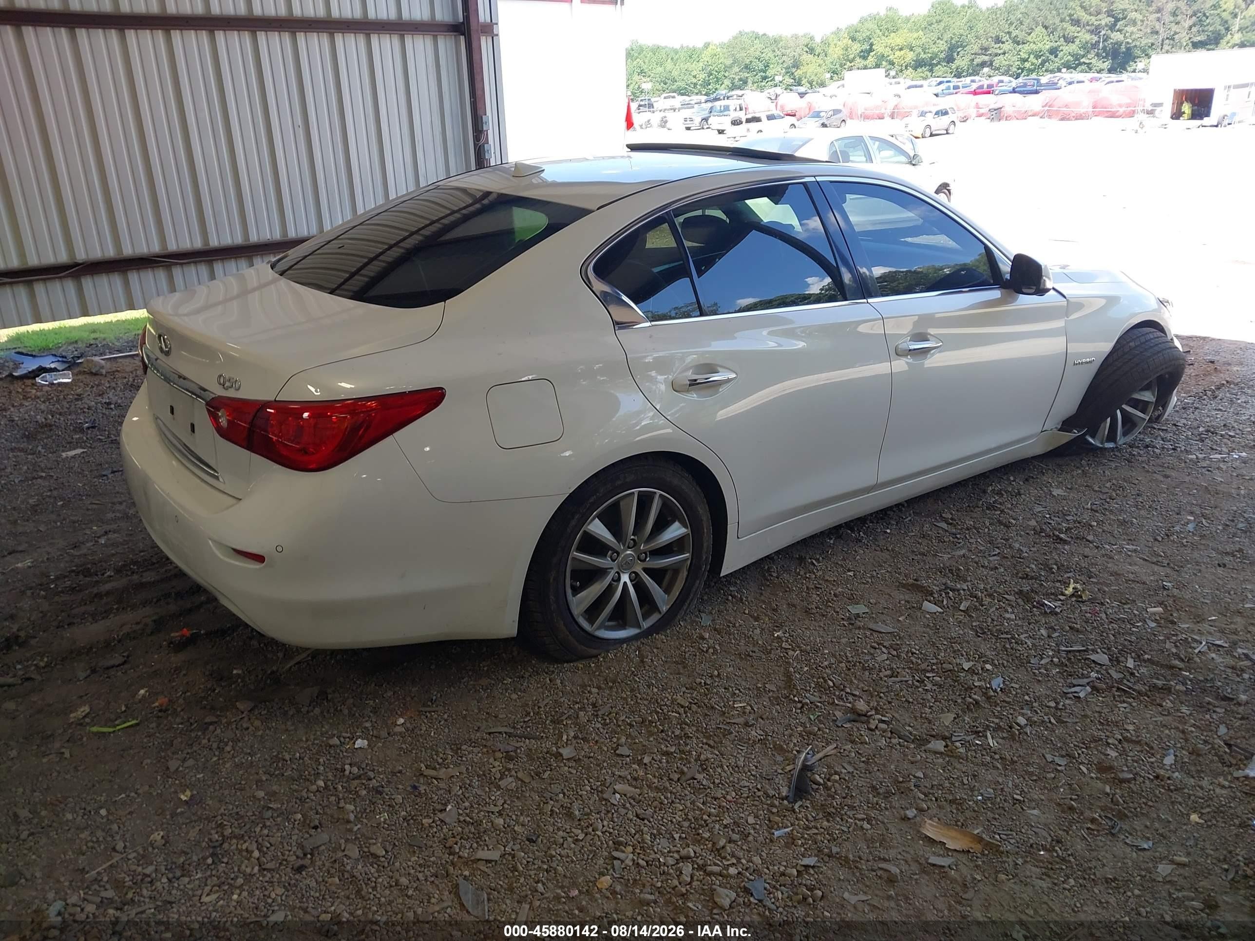 2014 Infiniti Q50 Hybrid Premium White vin: JN1AV7AP6EM690995