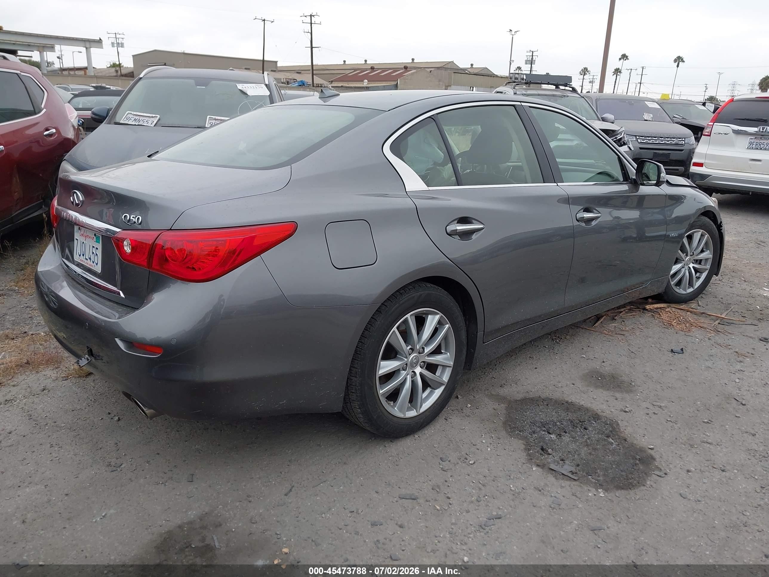 2015 Infiniti Q50 Hybrid Premium Gray vin: JN1AV7AP6FM790189