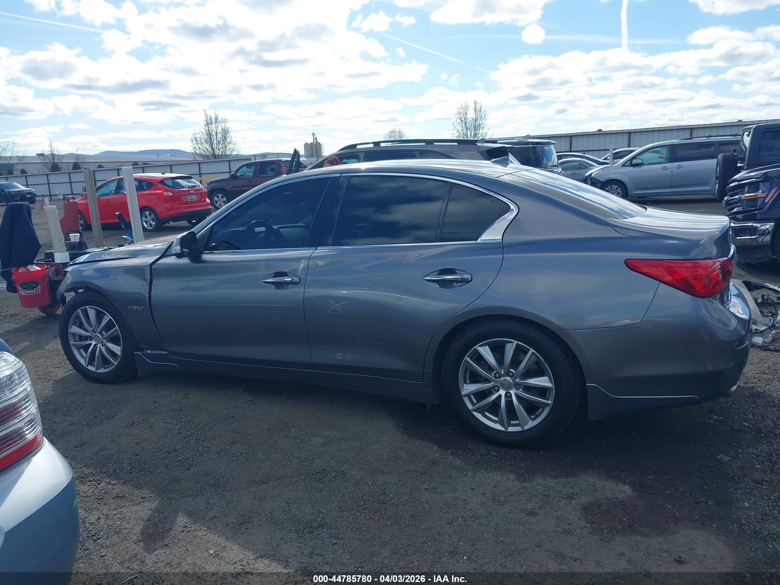 2014 Infiniti Q50 Hybrid Premium Gray vin: JN1AV7APXEM690448
