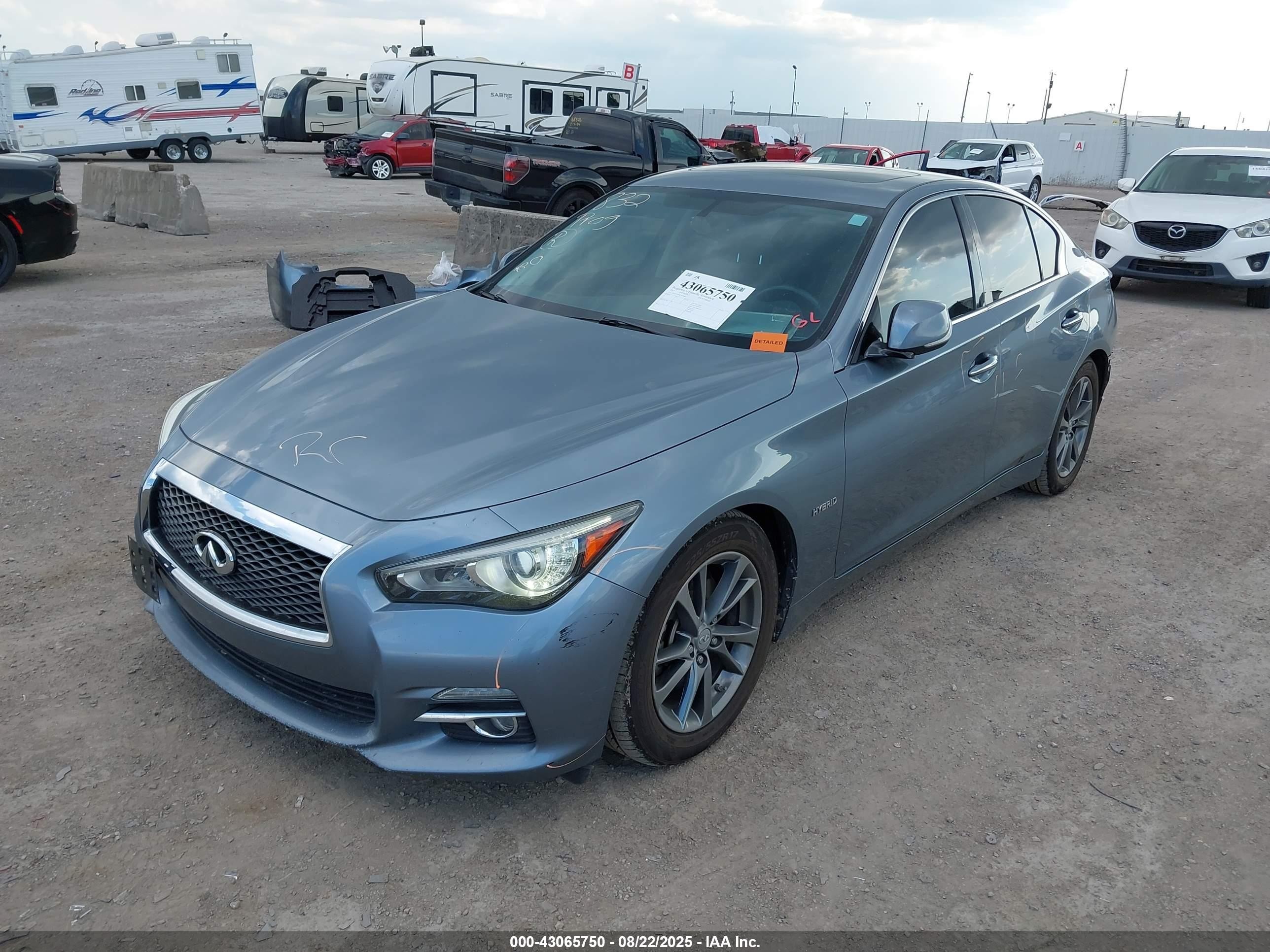 2015 Infiniti Q50 Hybrid Premium Light Blue vin: JN1AV7APXFM790843