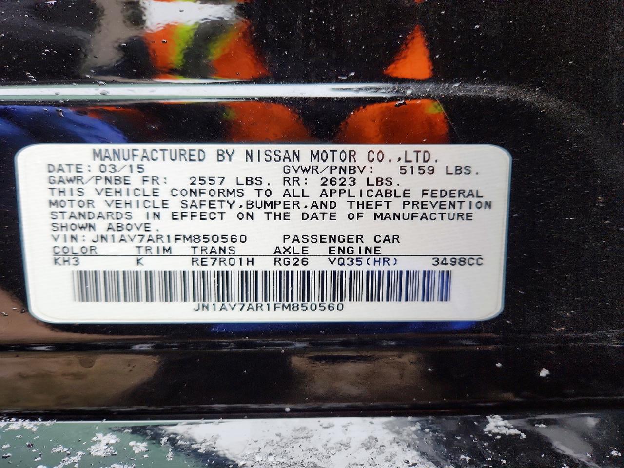 2015 Infiniti Q50 Hybrid Premium Black vin: JN1AV7AR1FM850560