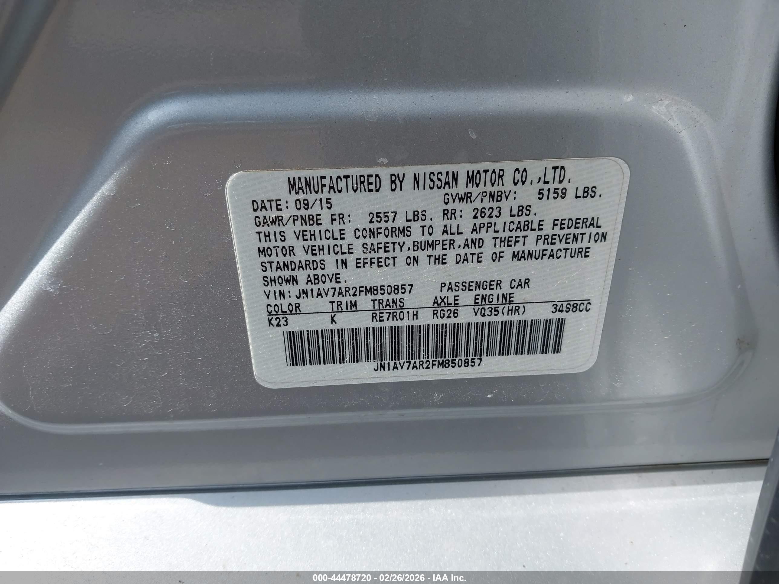 2015 Infiniti Q50 Hybrid Premium/sport Серебряный vin: JN1AV7AR2FM850857