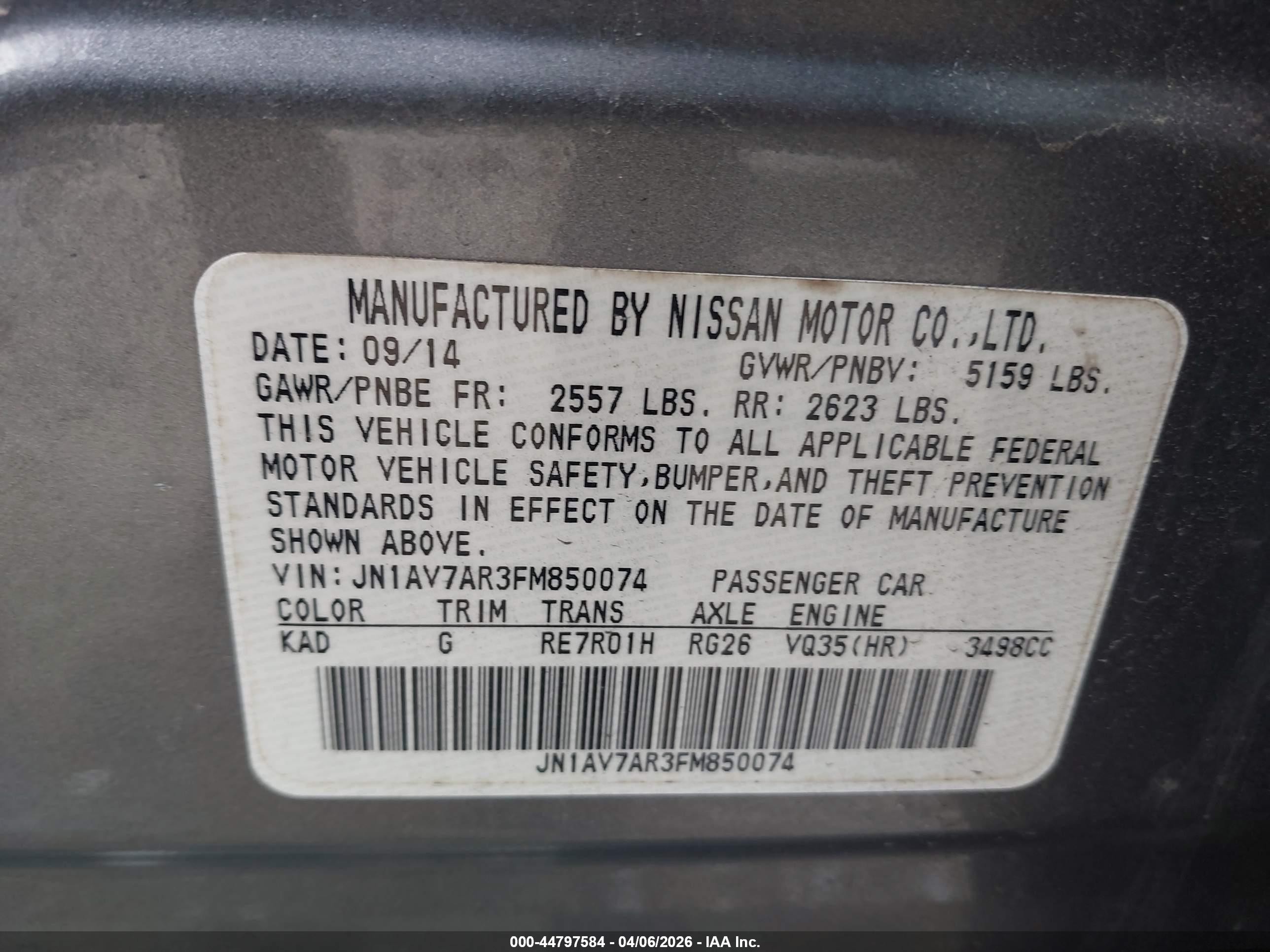 2015 Infiniti Q50 Hybrid Premium Pewter vin: JN1AV7AR3FM850074