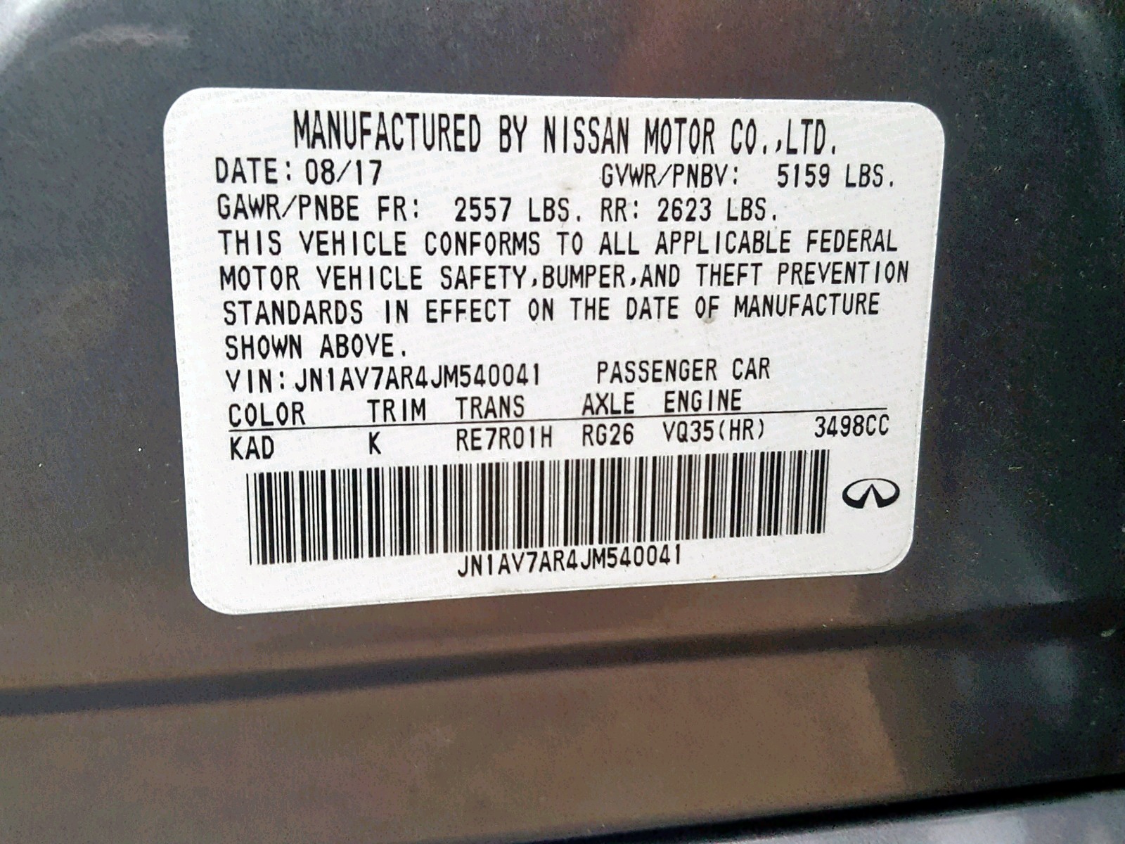 2018 Infiniti Q50 Hybrid Luxe Gray vin: JN1AV7AR4JM540041